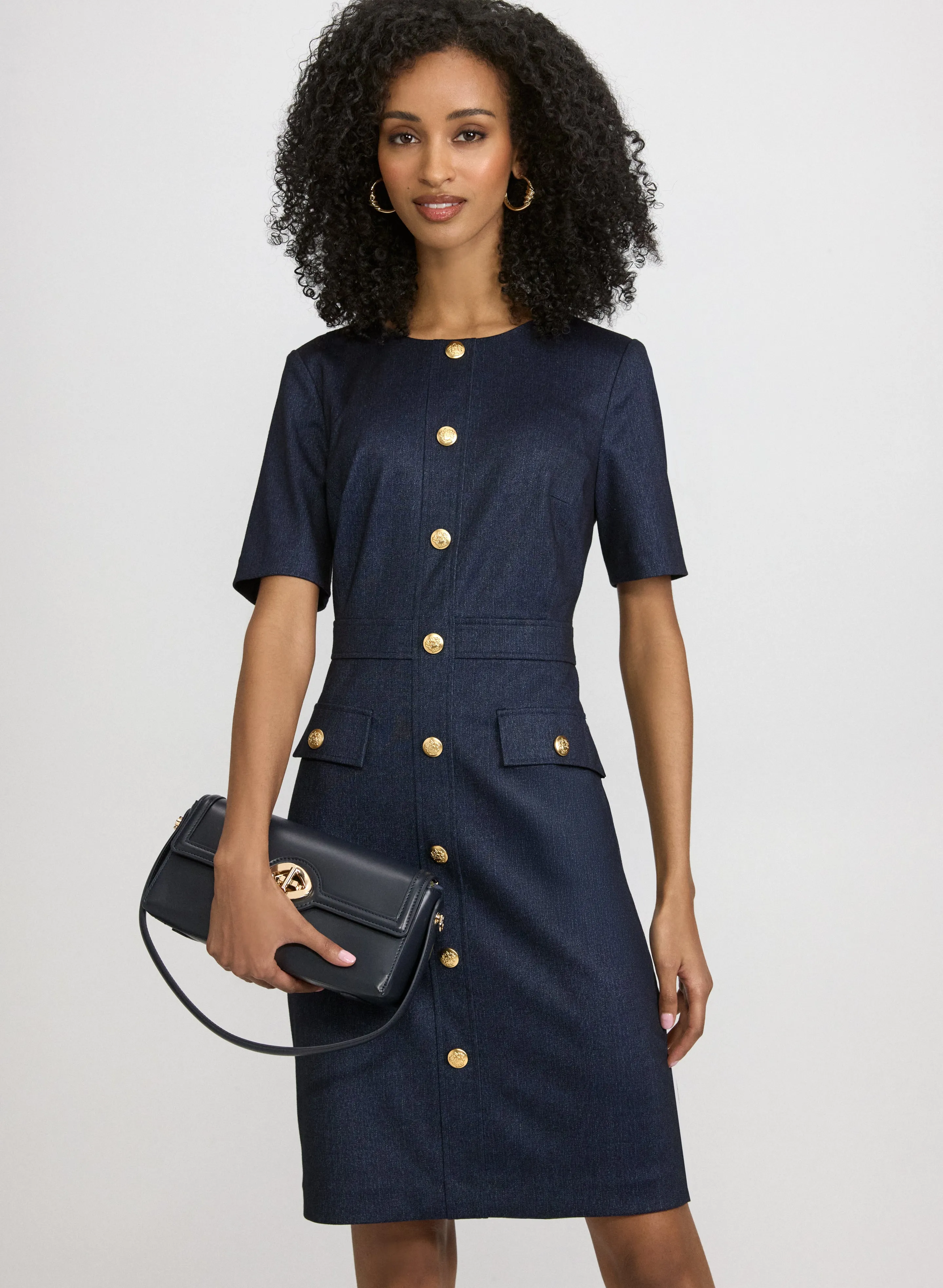 Laura Fitted Denim-Style Dress Laura Fitted Denim-Style Dress - Image 1