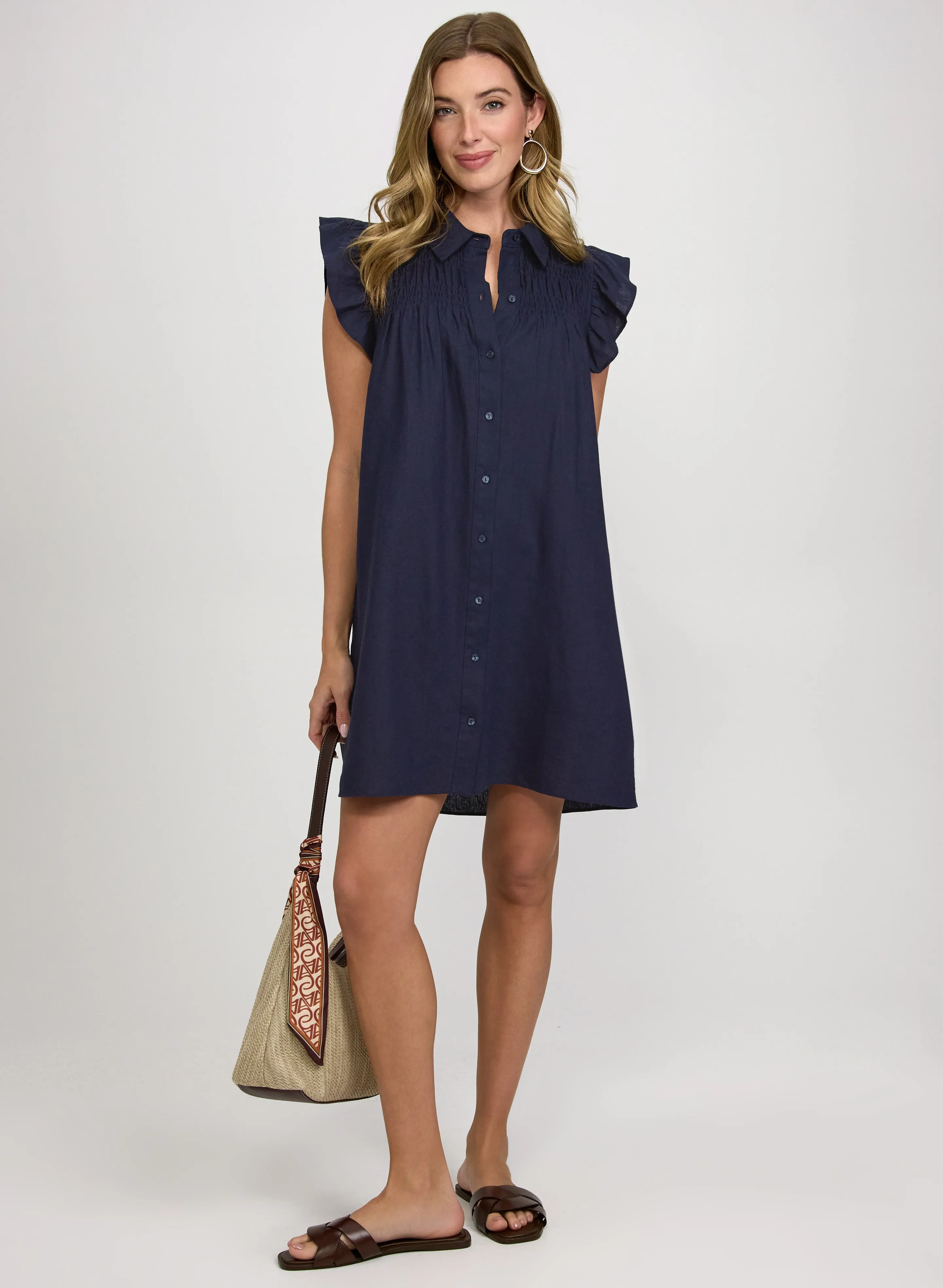 Laura Linen-Blend Button-Down Dress Laura Linen-Blend Button-Down Dress - Image 1