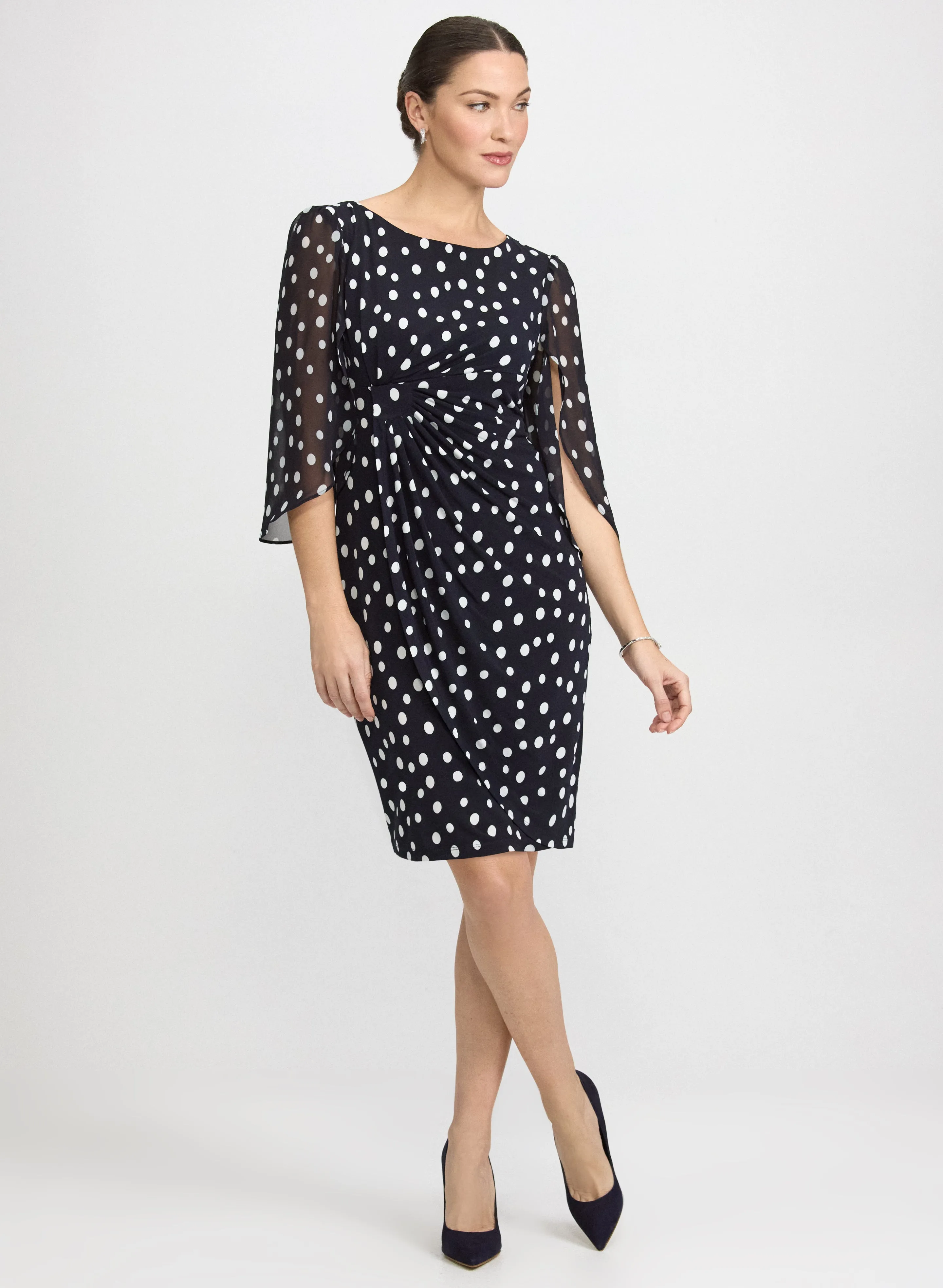 Laura Polka Dot Cape Sleeve Dress Laura Polka Dot Cape Sleeve Dress - Image 1