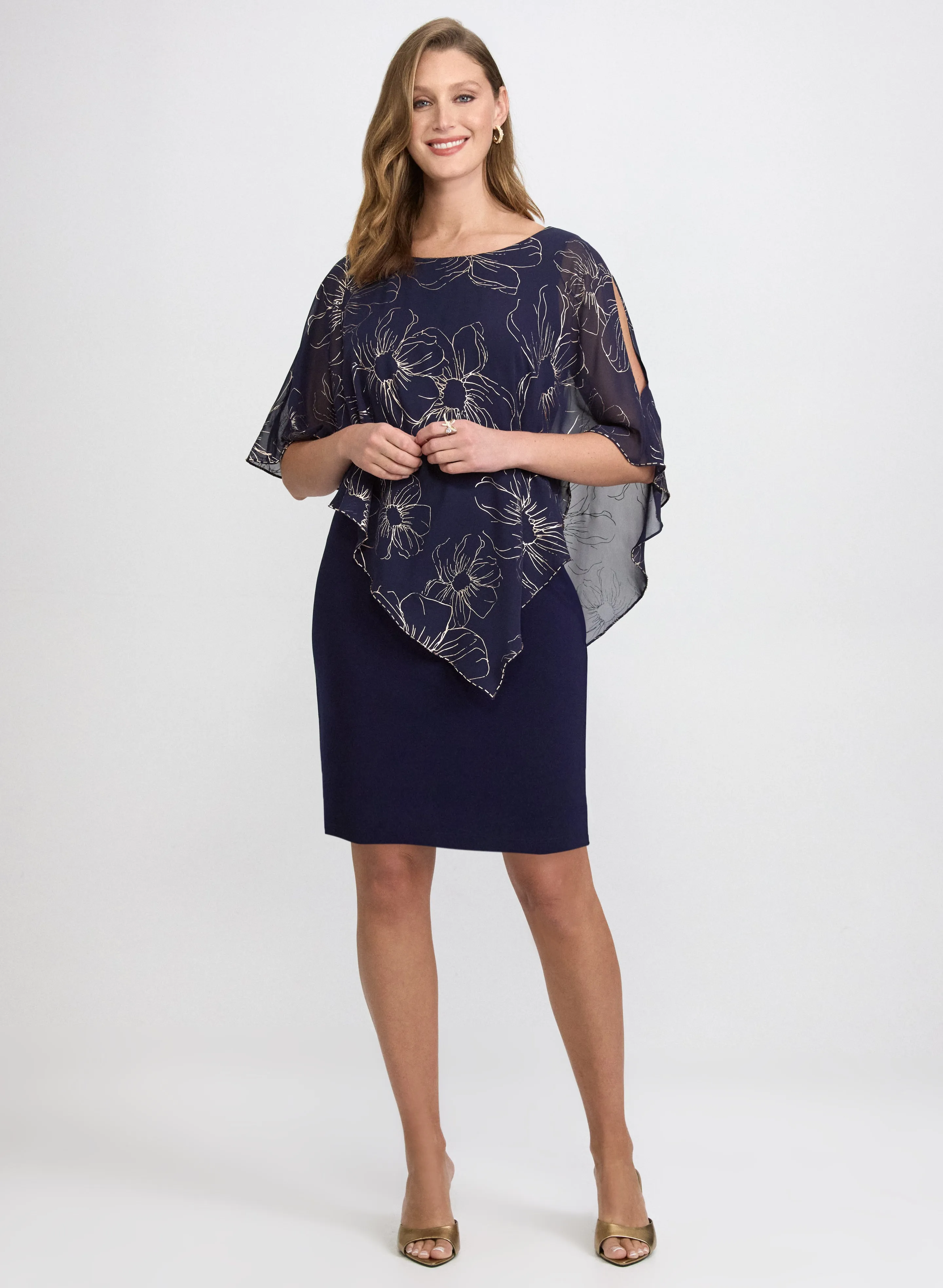 Laura Metallic Floral Overlay Dress Laura Metallic Floral Overlay Dress - Image 1
