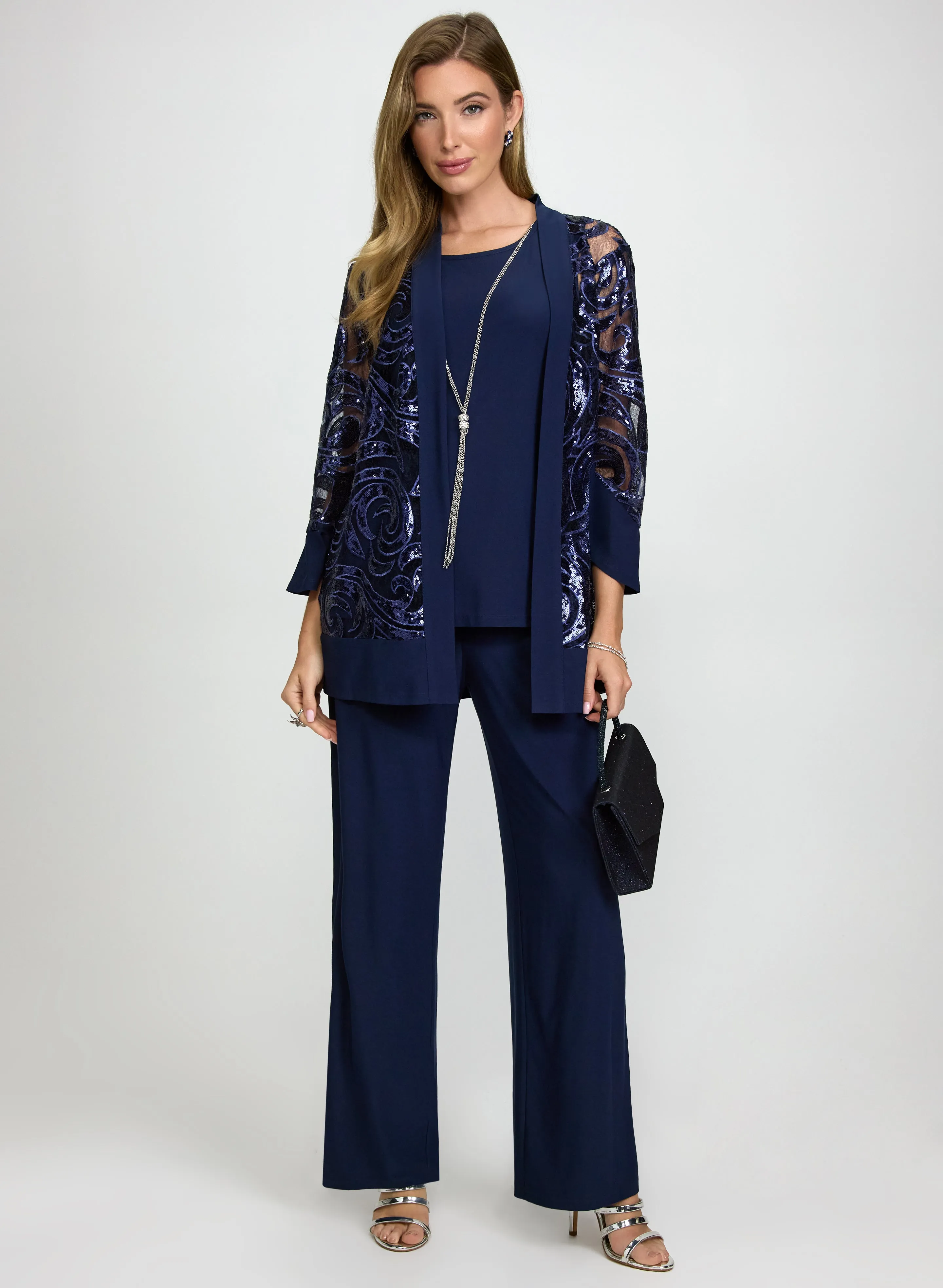 Laura Sequin Jacket & Jersey Cami & Pant Set Laura Sequin Jacket & Jersey Cami & Pant Set - Image 1