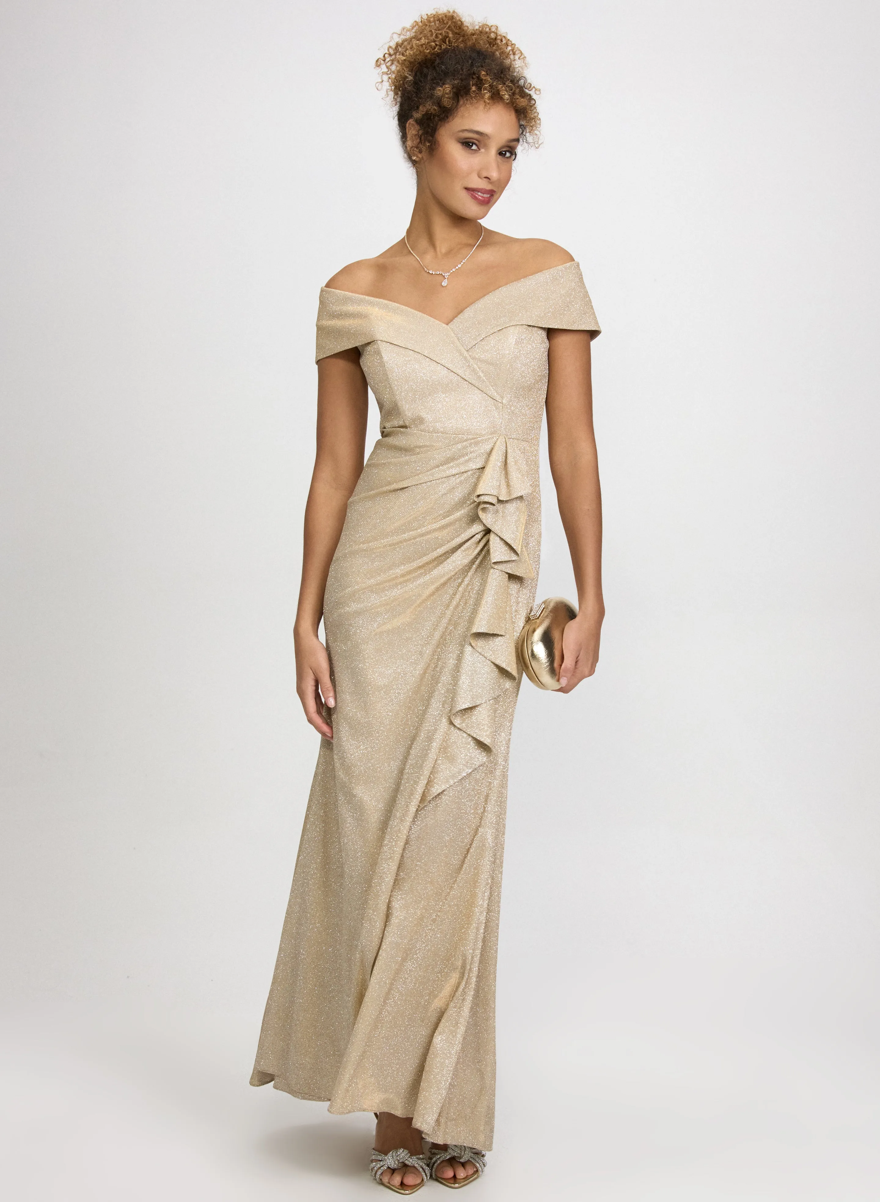 Laura Glitter Off-The-Shoulder Dress Laura Glitter Off-The-Shoulder Dress - Image 1