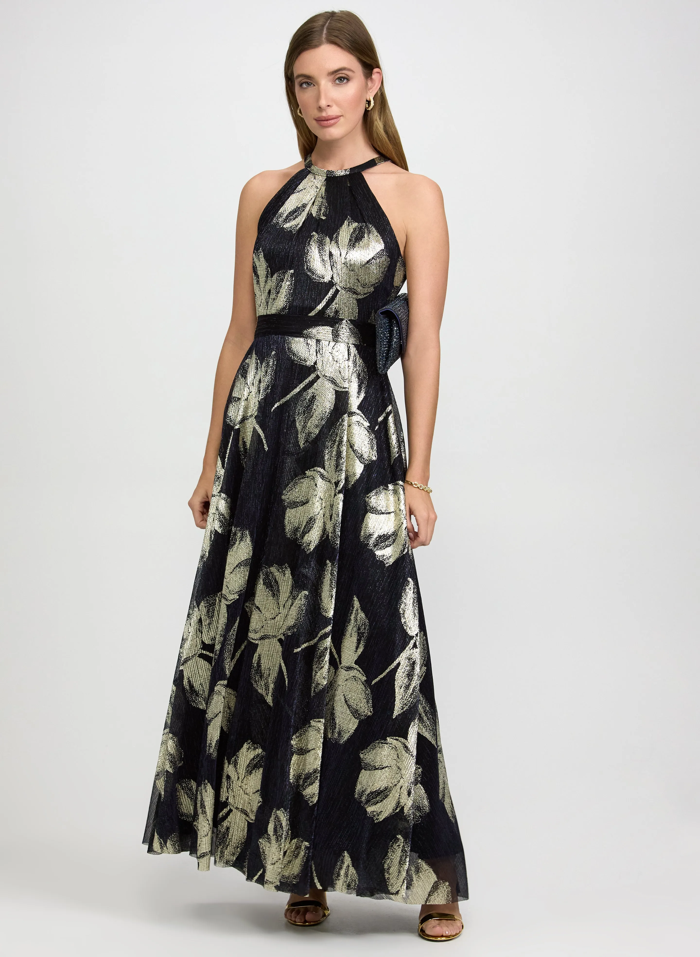 Laura Floral Print Lurex Dress Laura Floral Print Lurex Dress - Image 1