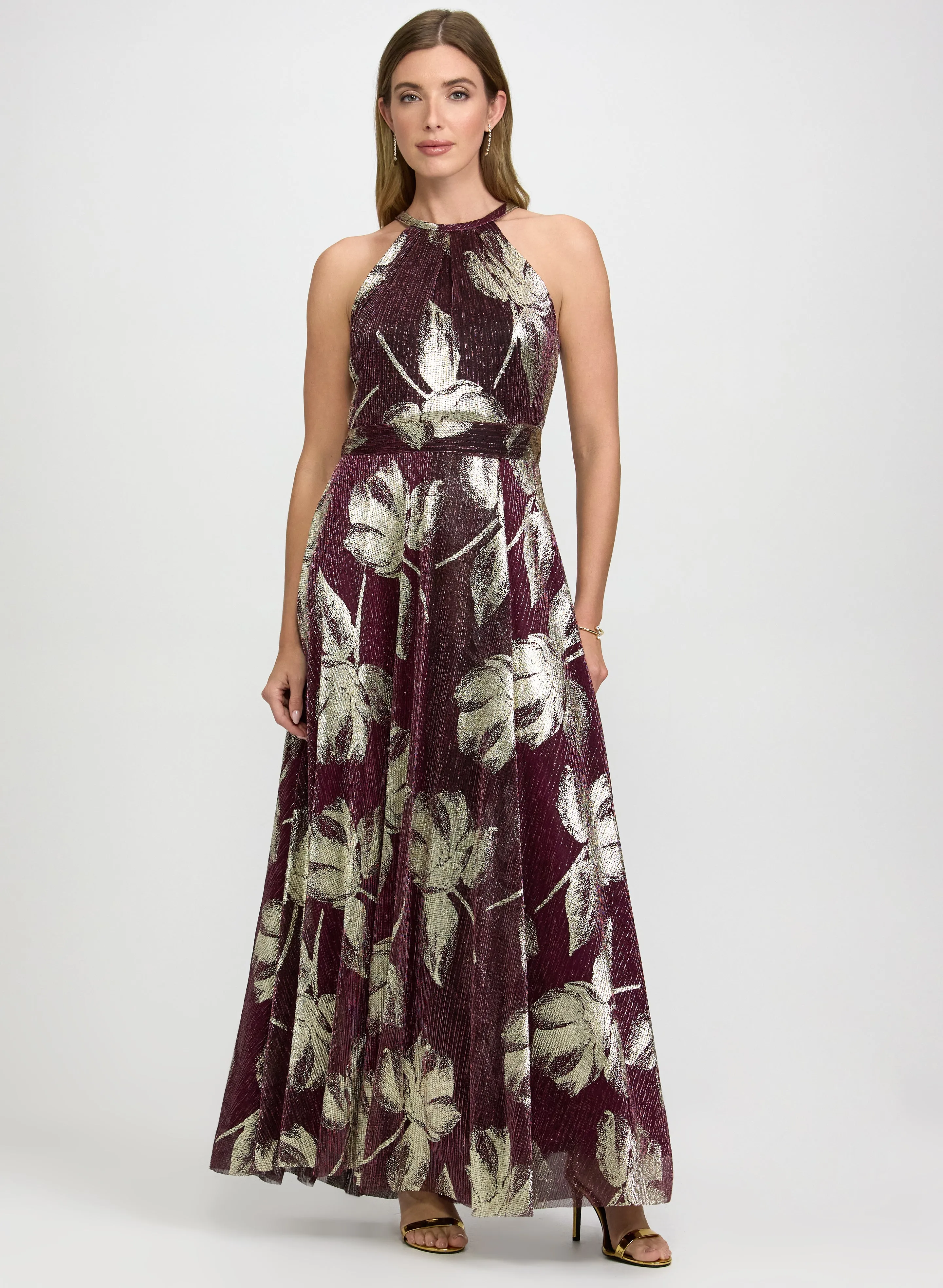 Laura Floral Print Lurex Dress Laura Floral Print Lurex Dress - Image 1