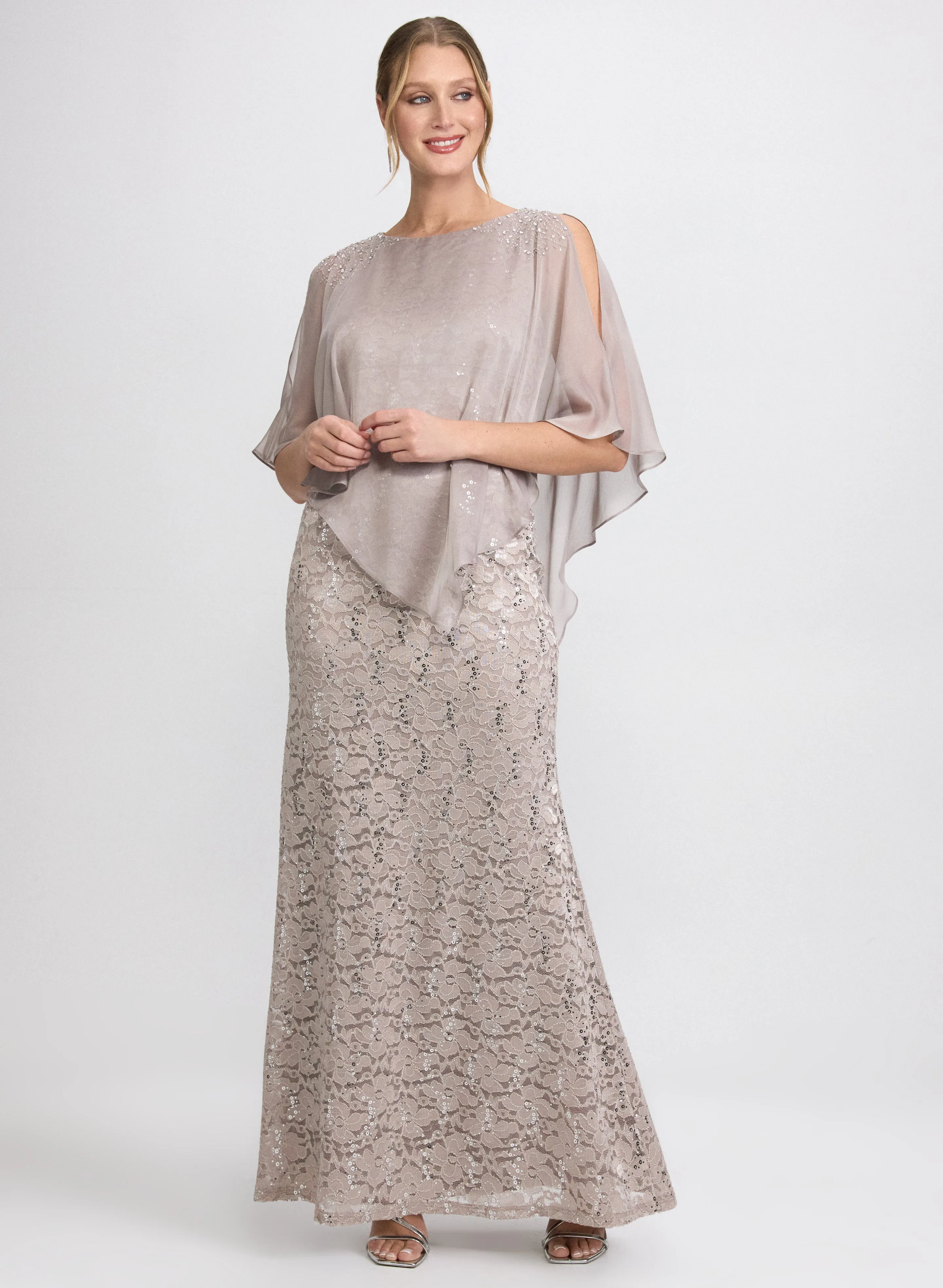 Laura Lace Capelet Overlay Dress Laura Lace Capelet Overlay Dress - Image 1