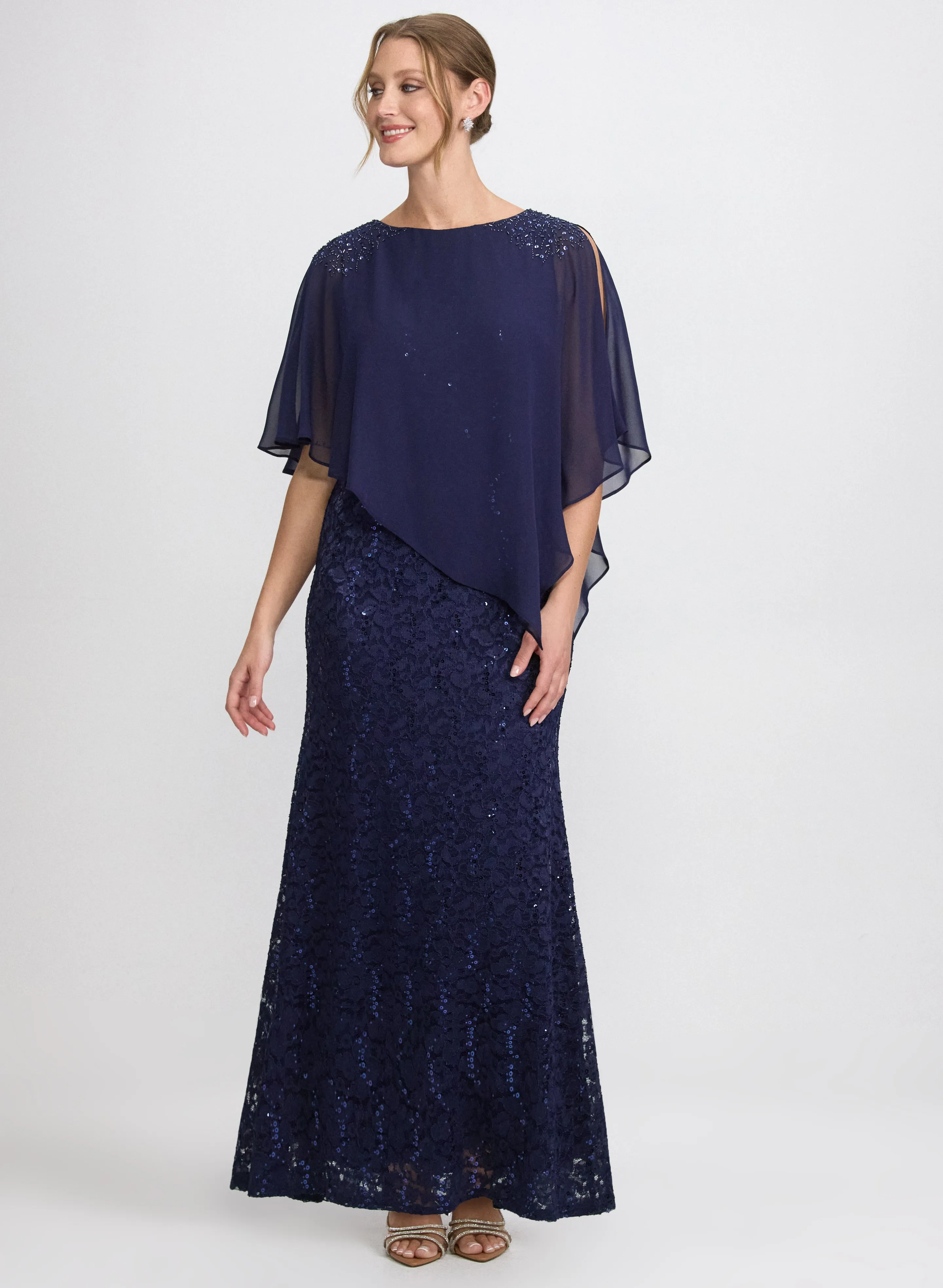 Laura Lace Capelet Overlay Dress Laura Lace Capelet Overlay Dress - Image 1