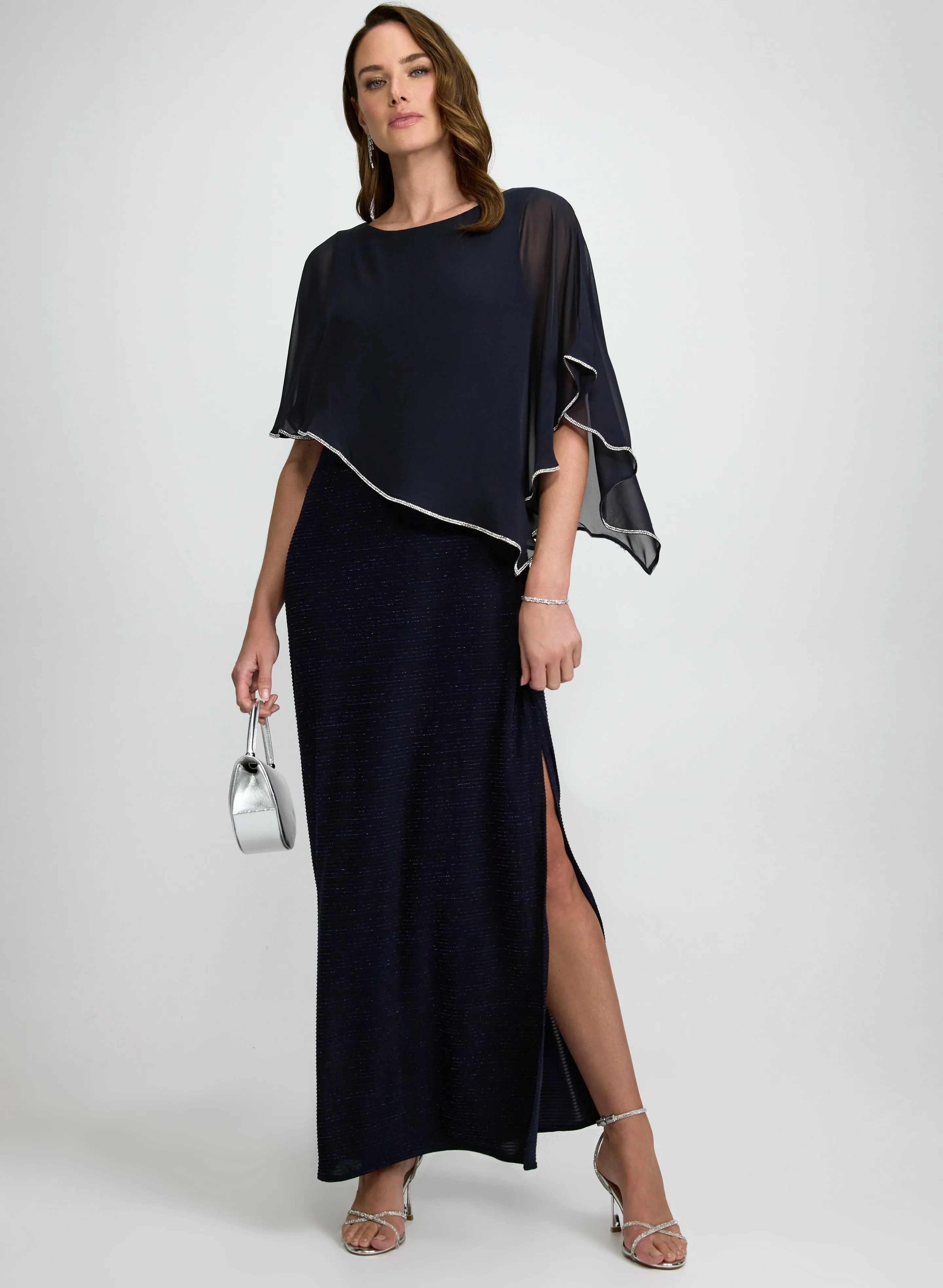 Laura Rhinestone Trim Capelet Dress Laura Rhinestone Trim Capelet Dress - Image 1