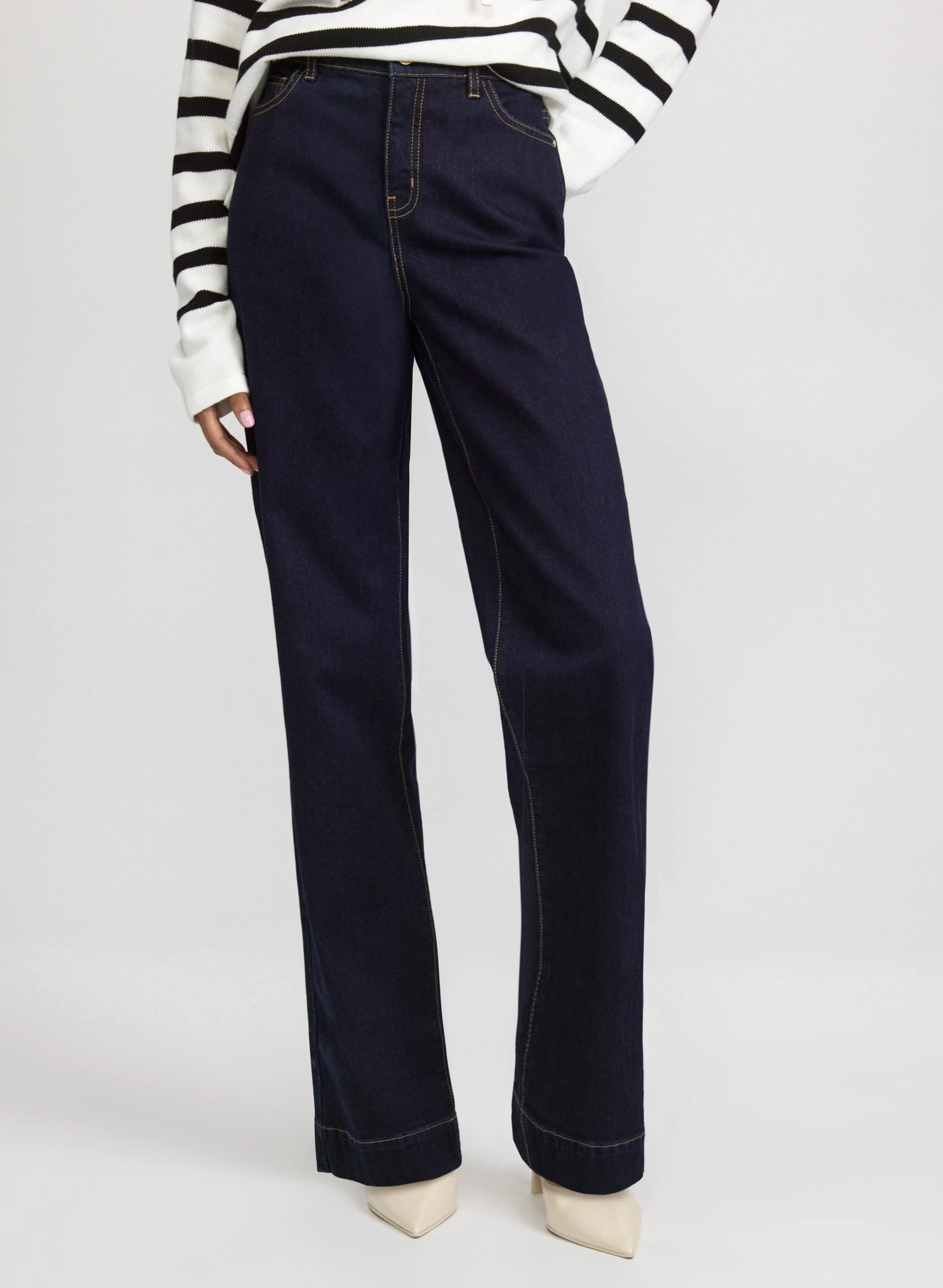 Laura Contrast Stitch Wide-Leg Jeans Laura Contrast Stitch Wide-Leg Jeans - Image 1