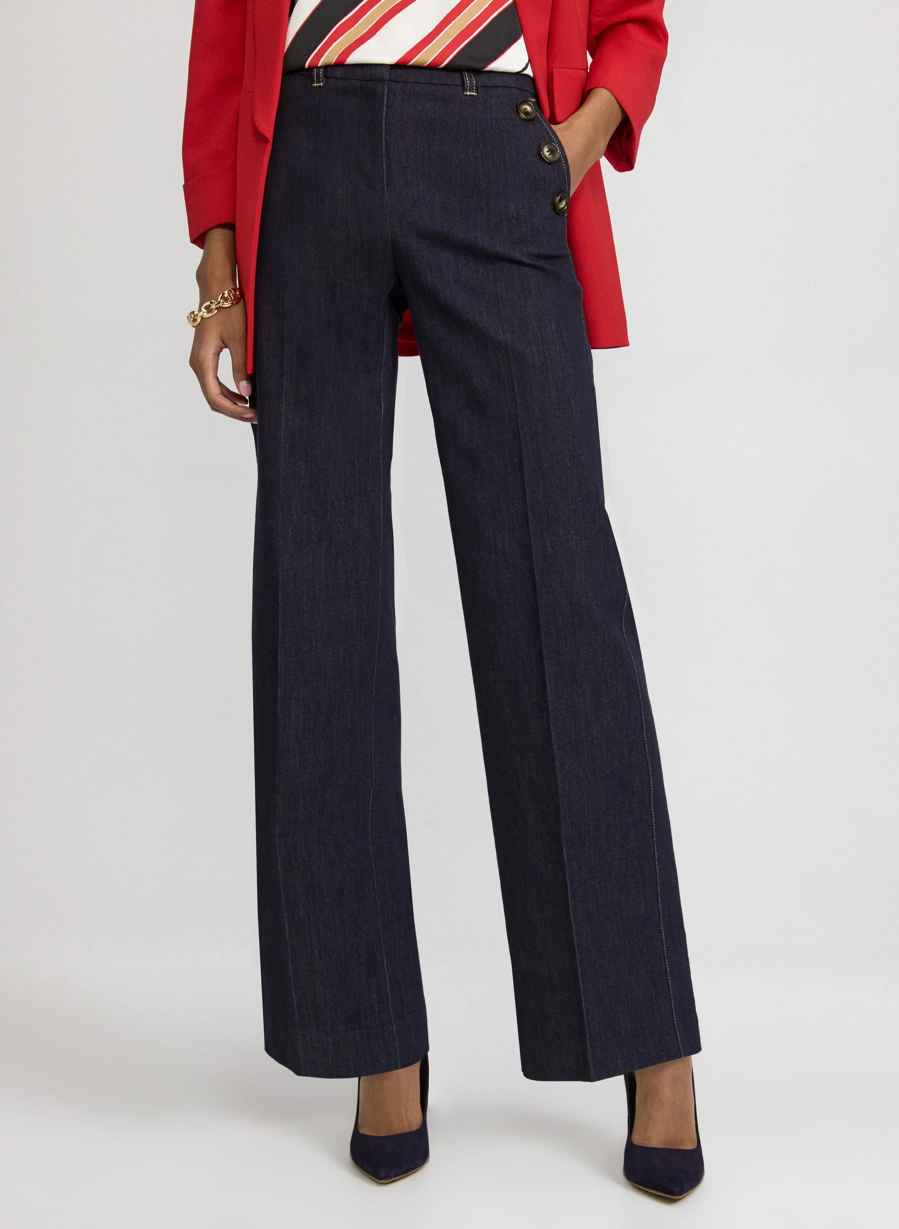 Laura Olivia Denim Wide-Leg Pants Laura Olivia Denim Wide-Leg Pants - Image 1