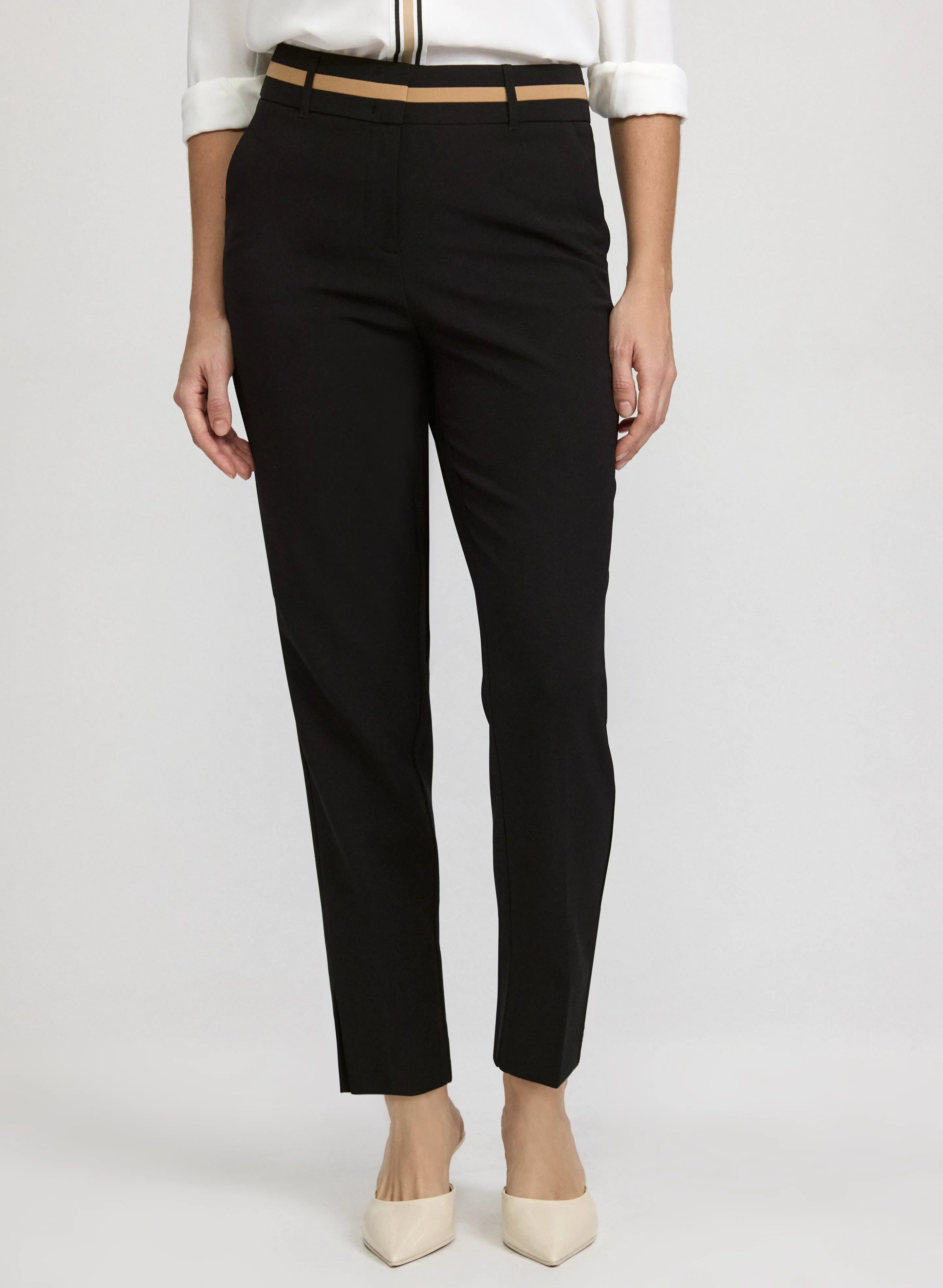 Laura Emma Contrast Trim Slim-Leg Pants Laura Emma Contrast Trim Slim-Leg Pants - Image 1