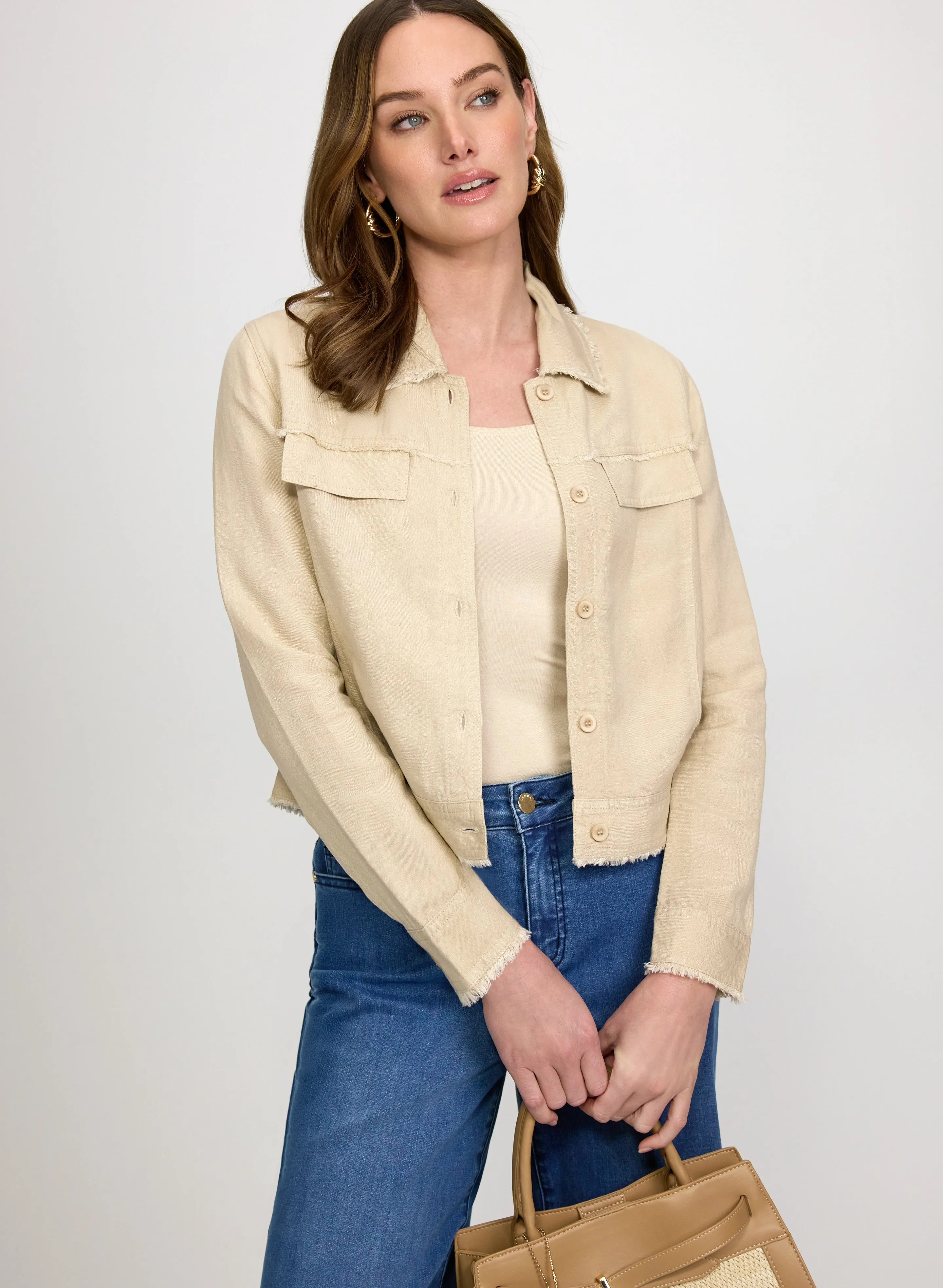Laura Frayed Linen-Blend Jacket Laura Frayed Linen-Blend Jacket - Image 1