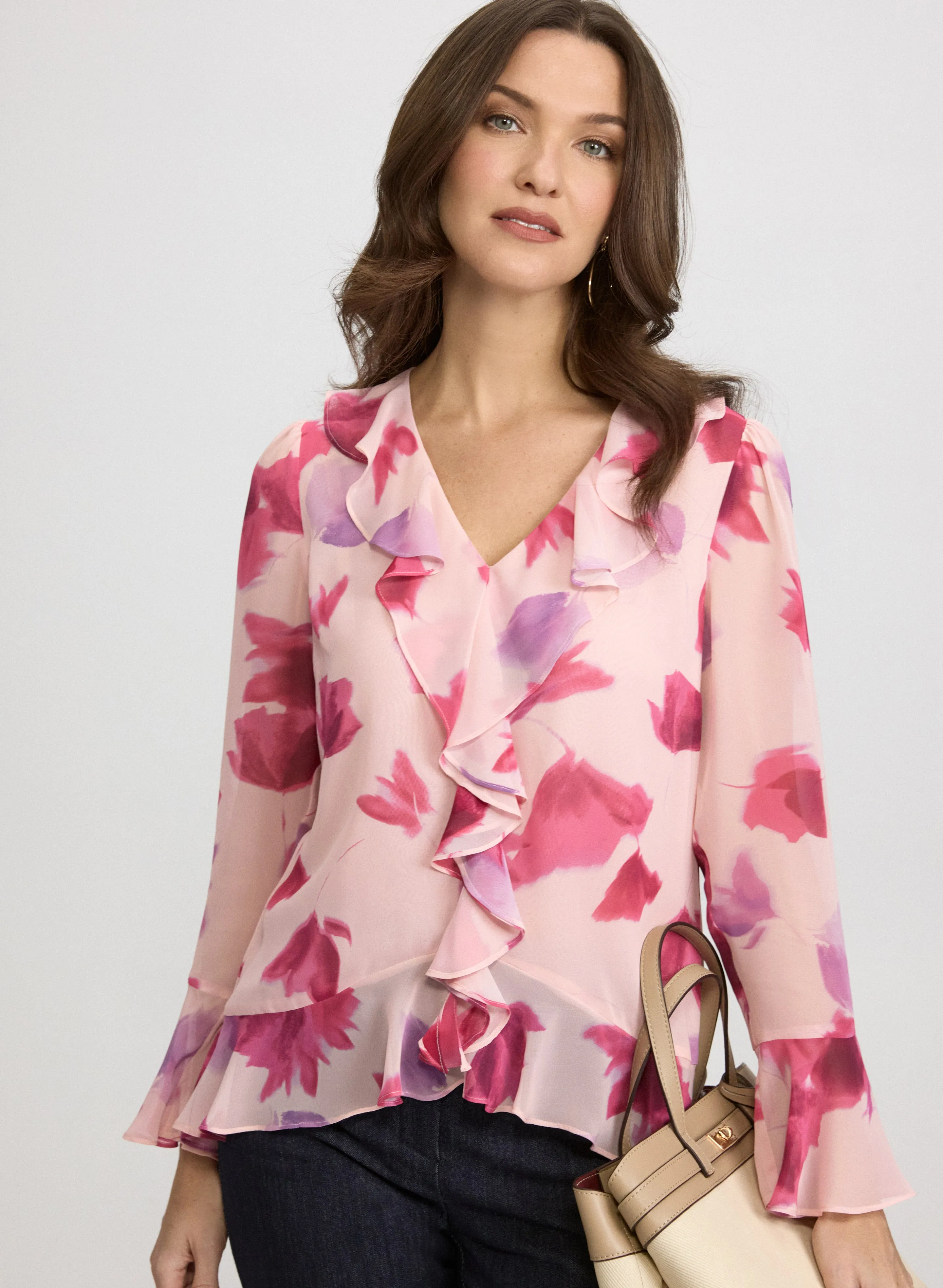 Laura Floral Ruffle Front Blouse Laura Floral Ruffle Front Blouse - Image 1