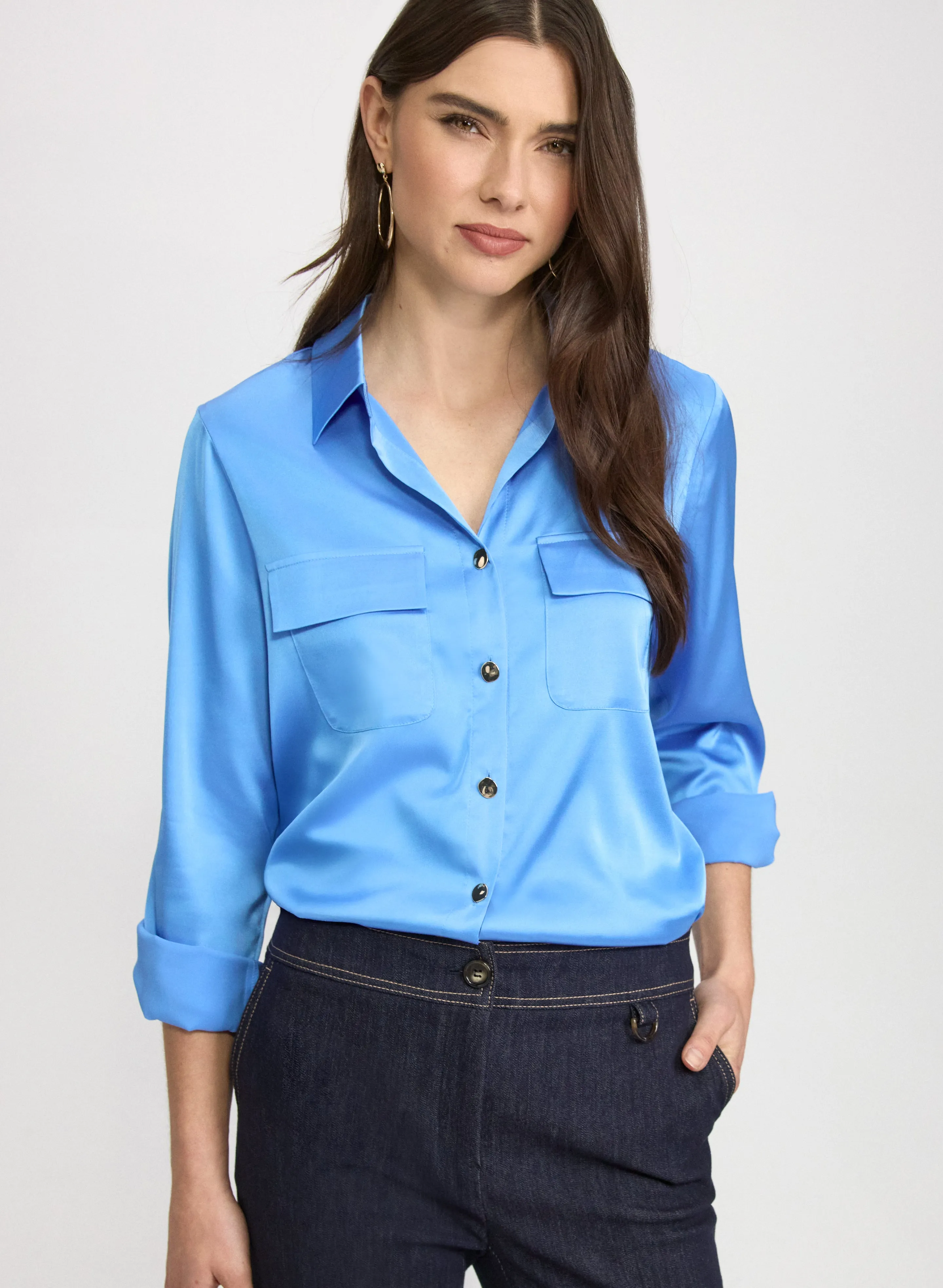 Laura Satin Button-Down Blouse Laura Satin Button-Down Blouse - Image 1