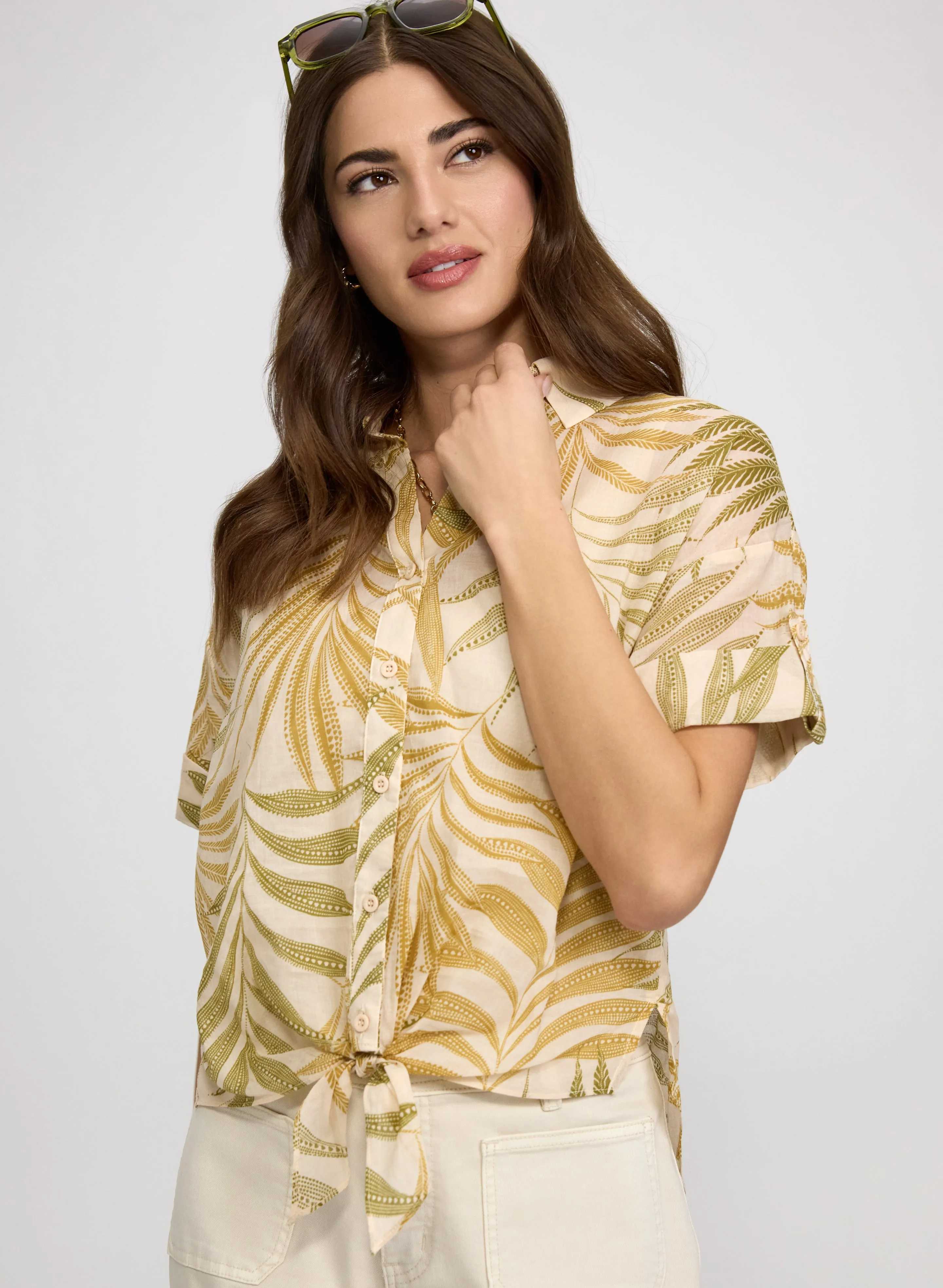 Laura Palm Button-Down Blouse Laura Palm Button-Down Blouse - Image 1