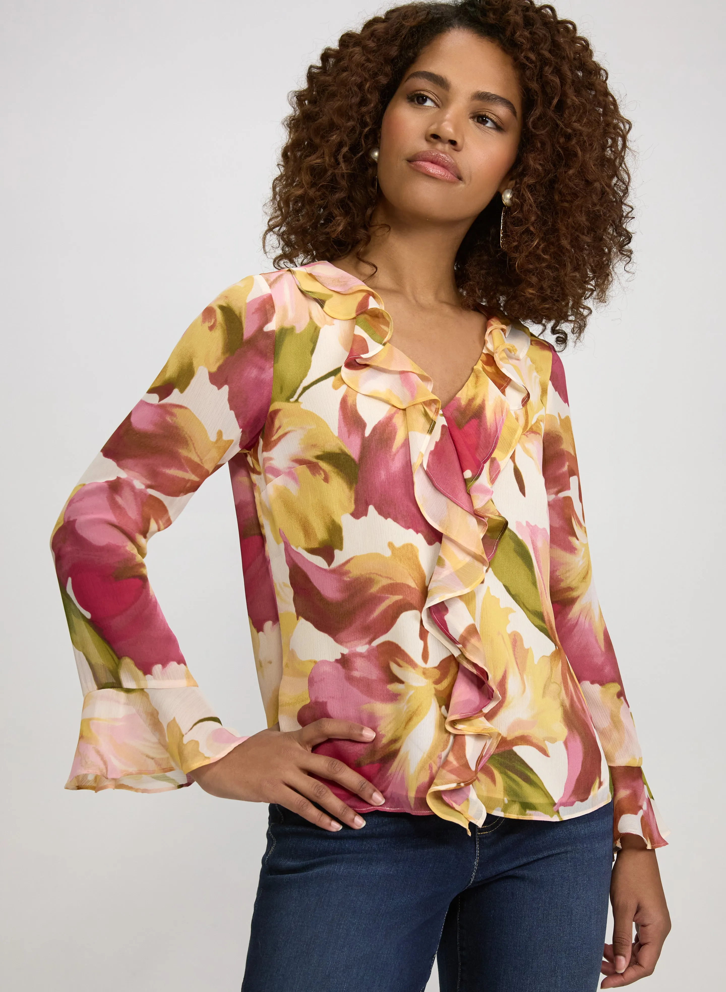 Laura Floral Ruffle Front Blouse Laura Floral Ruffle Front Blouse - Image 1
