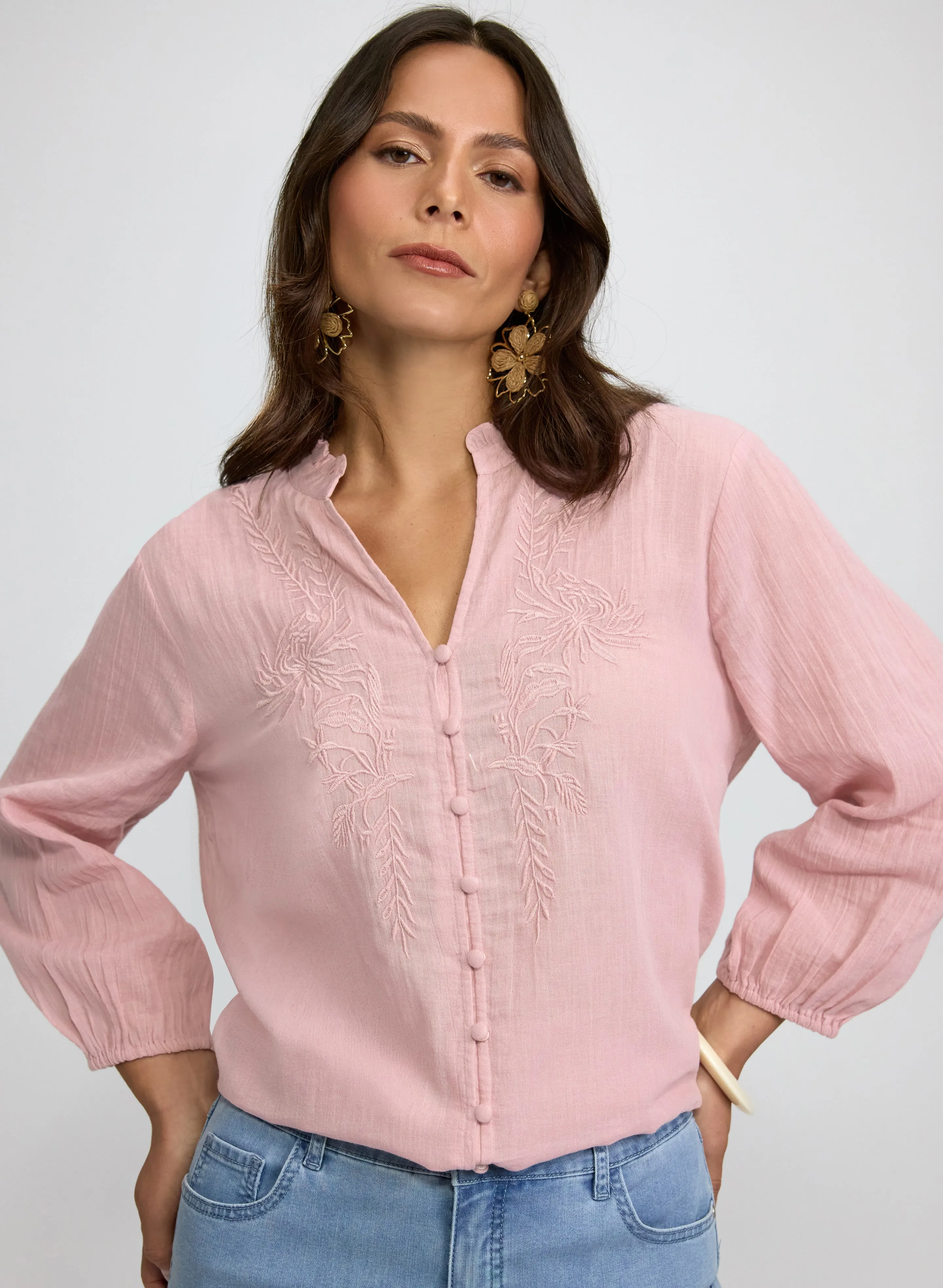 Laura Floral Embroidered Cotton Blouse Laura Floral Embroidered Cotton Blouse - Image 1