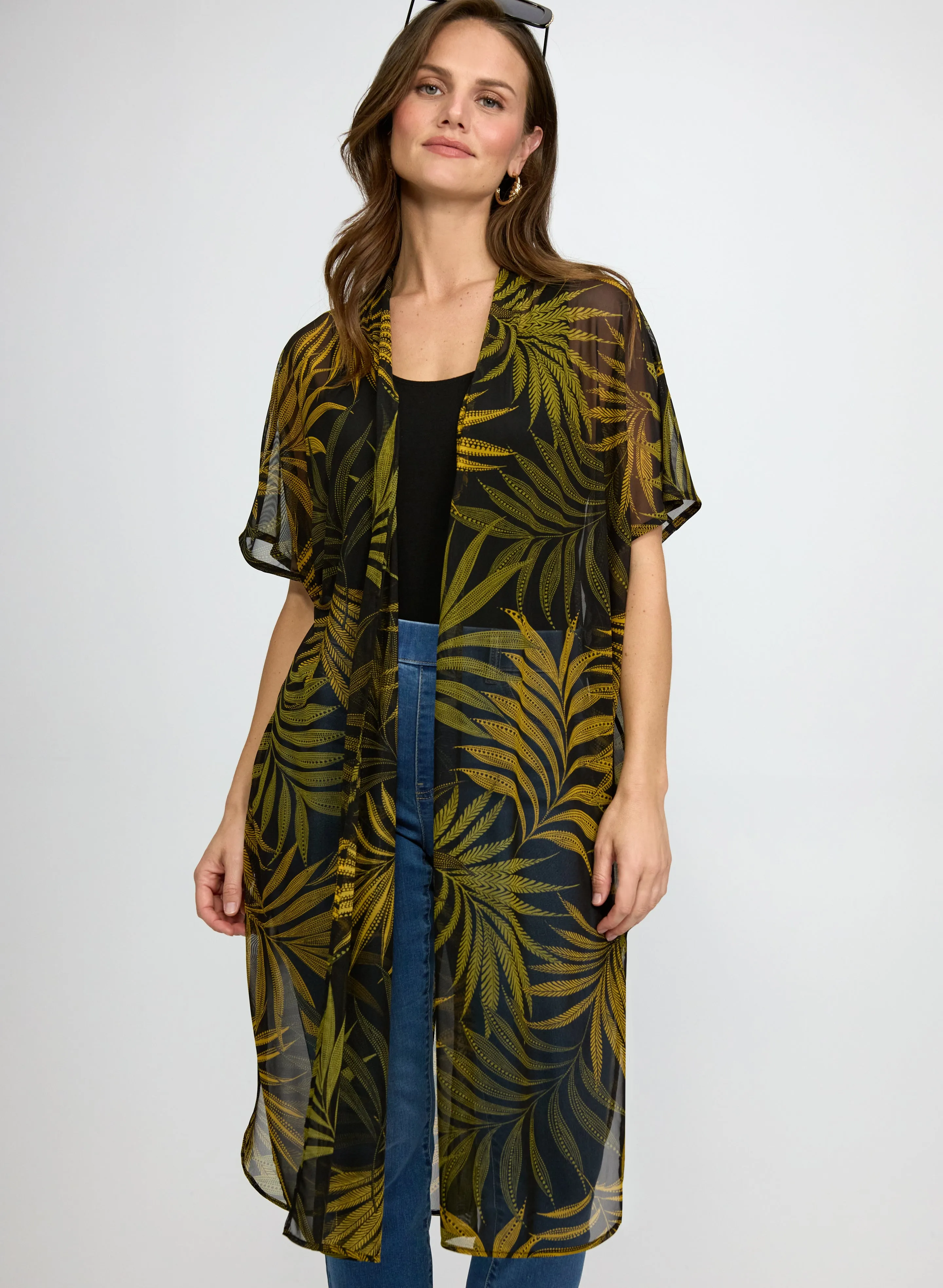 Laura Palm Print Open Front Top Laura Palm Print Open Front Top - Image 1