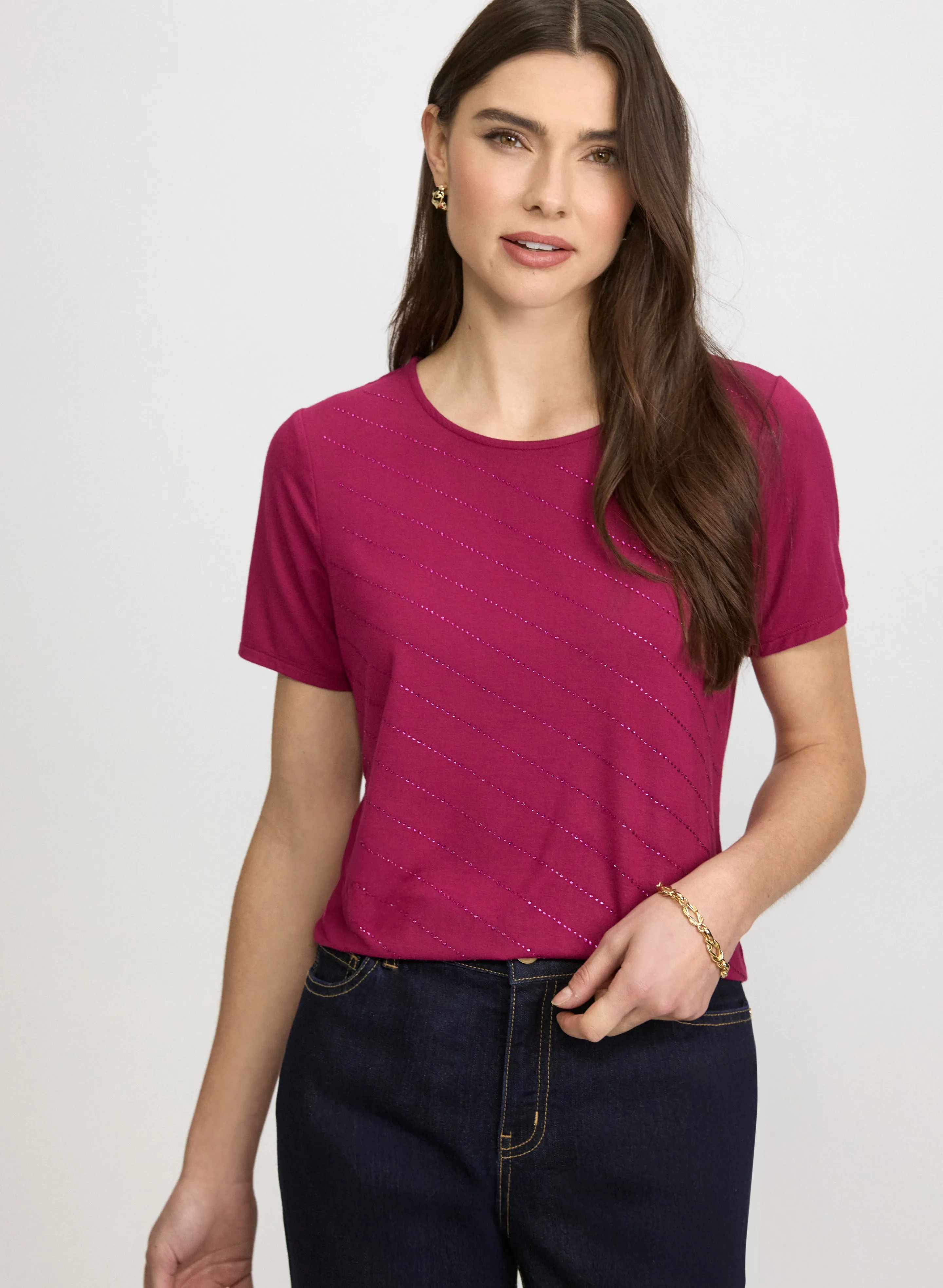 Laura Rhinestone Striped T-Shirt Laura Rhinestone Striped T-Shirt - Image 1