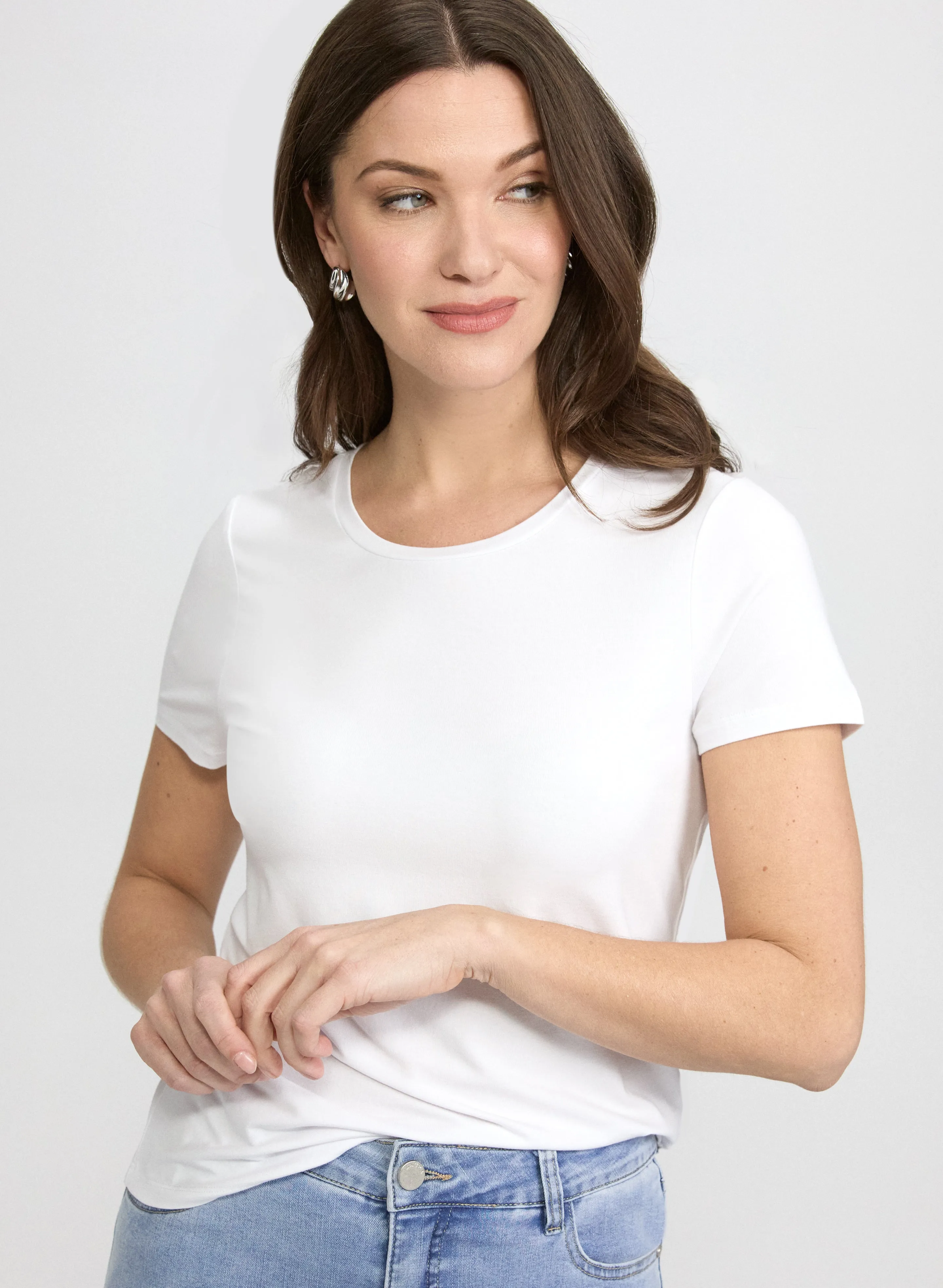Laura Cotton-Blend Crew Neck T-Shirt Laura Cotton-Blend Crew Neck T-Shirt - Image 1