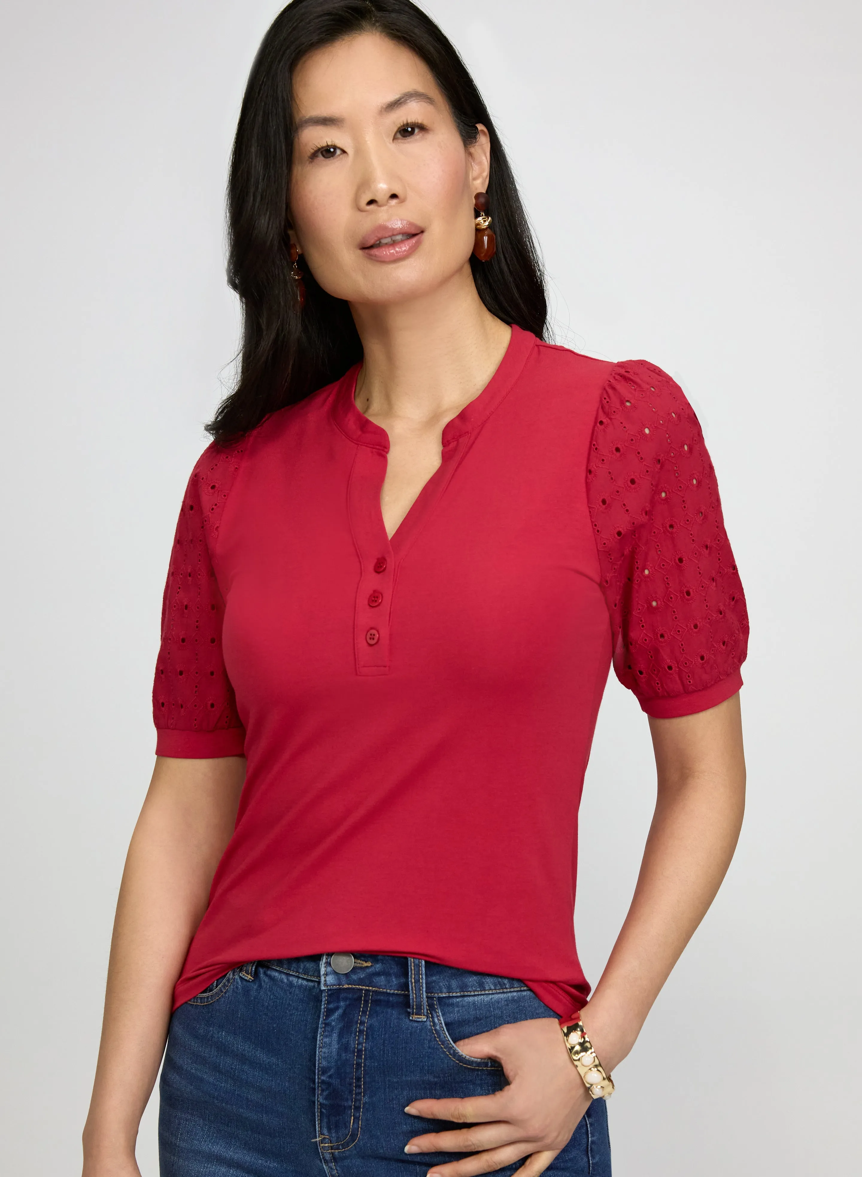 Laura Embroidered Sleeve T-Shirt Laura Embroidered Sleeve T-Shirt - Image 1
