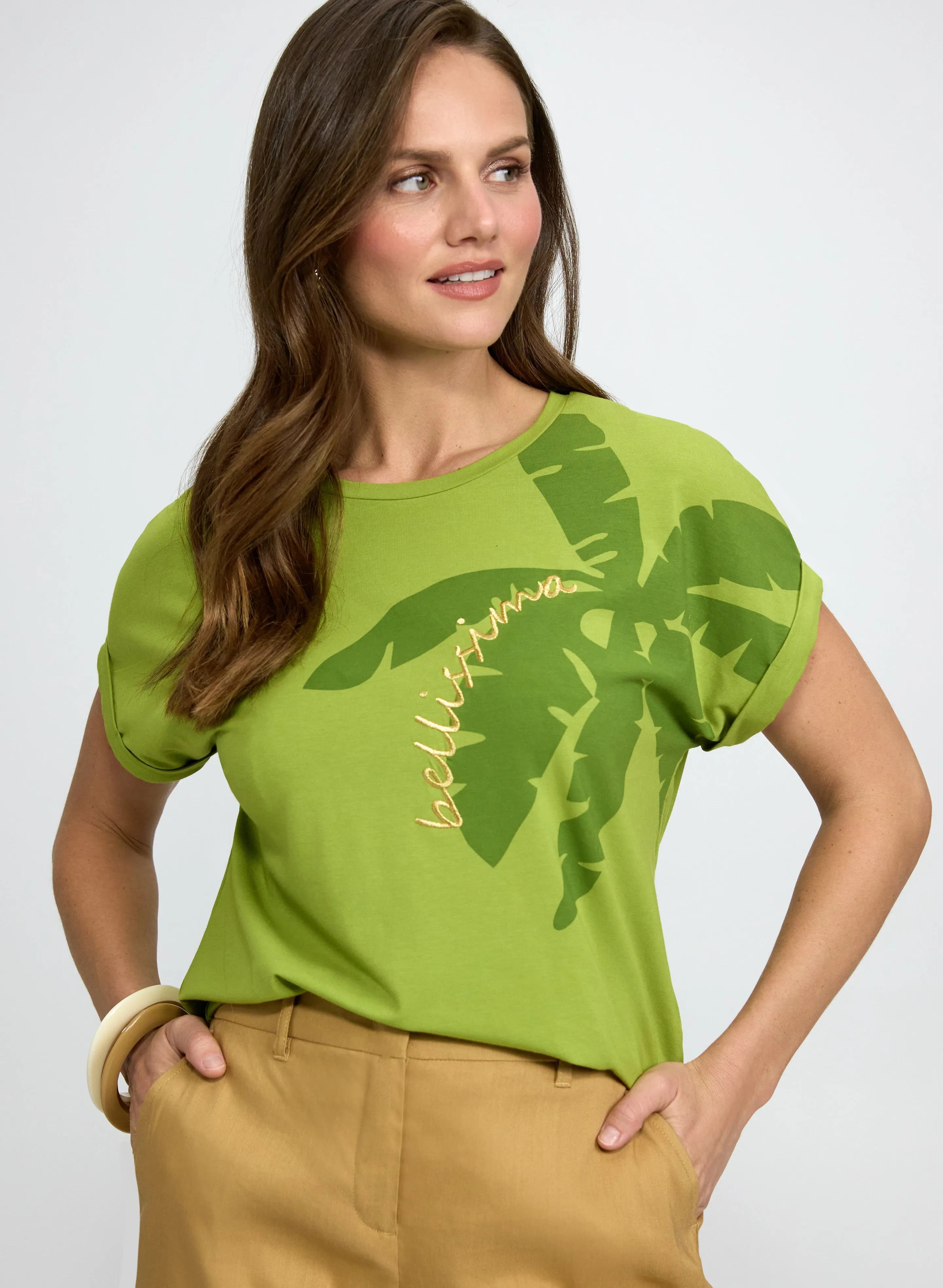 Laura Palm Placement Print T-Shirt Laura Palm Placement Print T-Shirt - Image 1