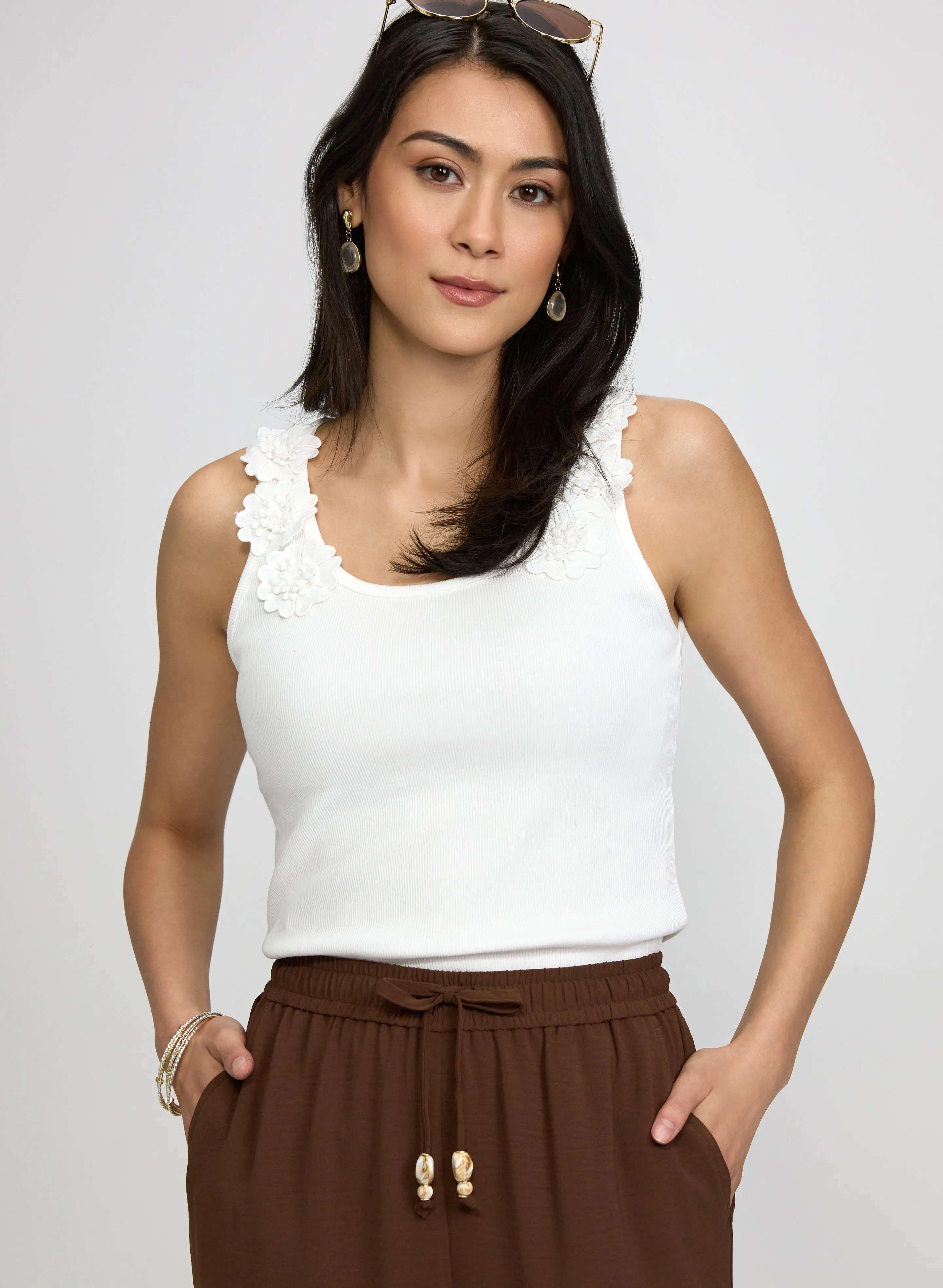 Laura Flower Applique Tank Top Laura Flower Applique Tank Top - Image 1