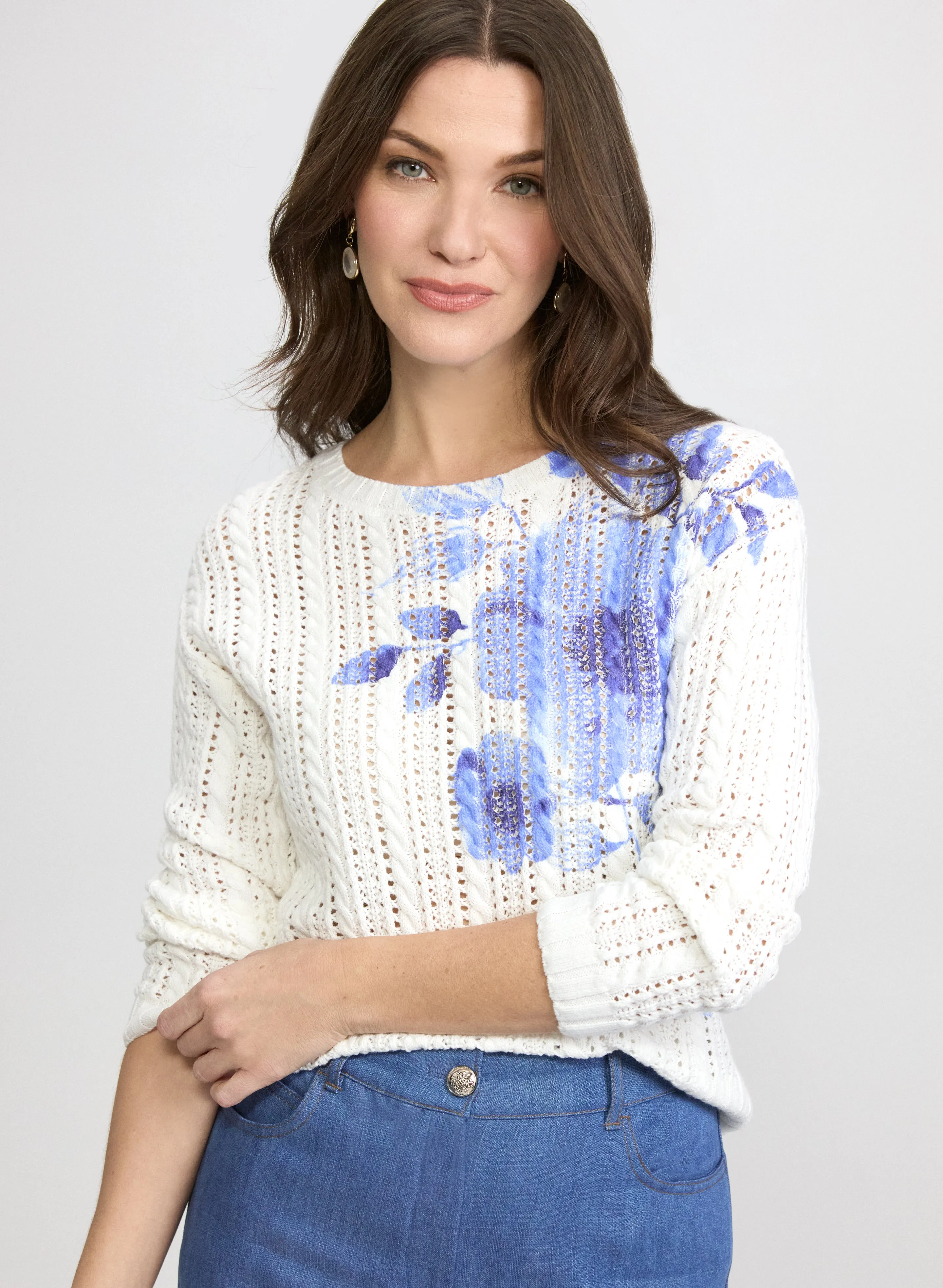 Laura Floral Pointelle Knit Sweater Laura Floral Pointelle Knit Sweater - Image 1