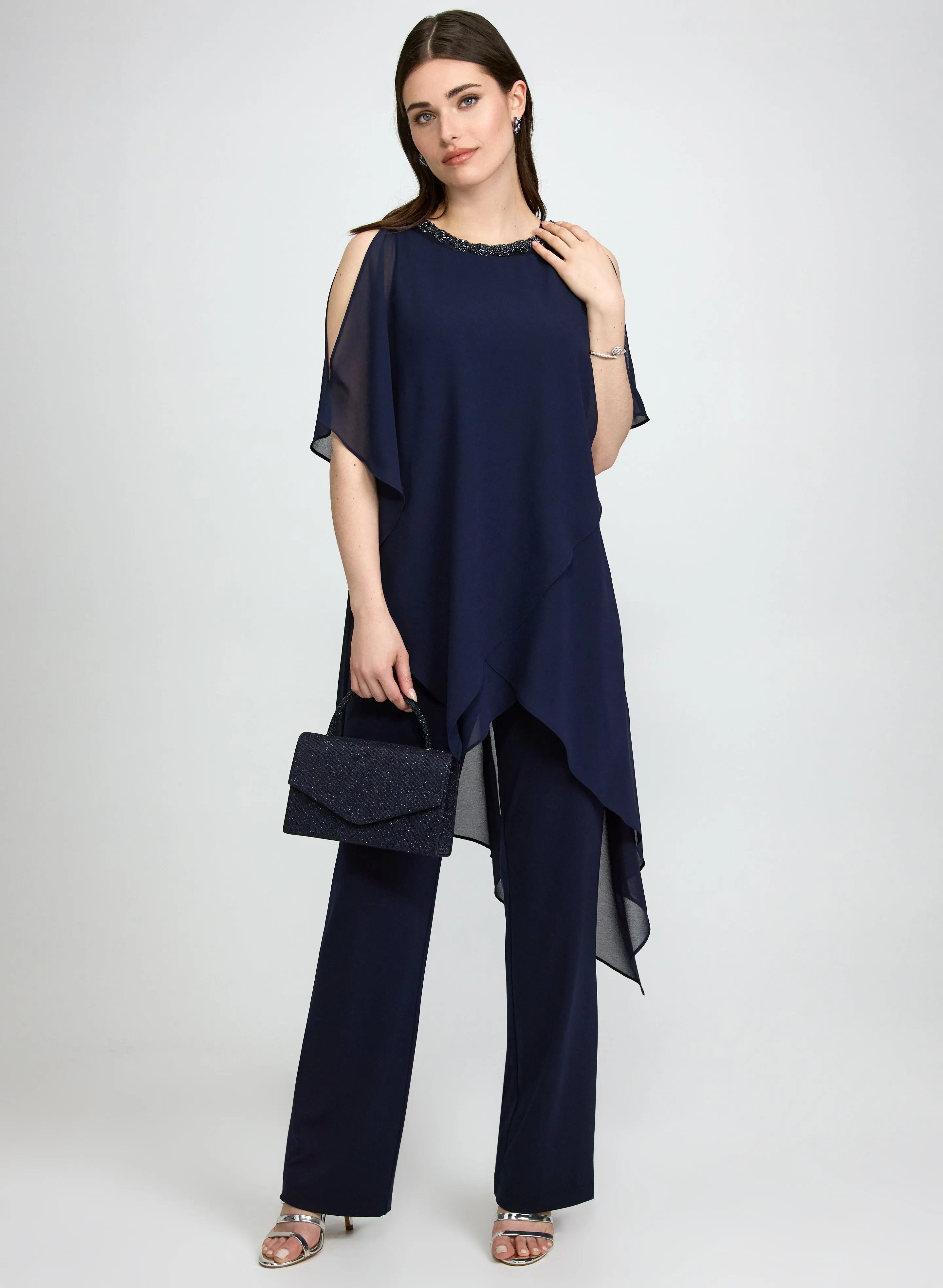 Laura Chiffon Top & Jersey Pant Three-Piece Set Laura Chiffon Top & Jersey Pant Three-Piece Set - Image 1