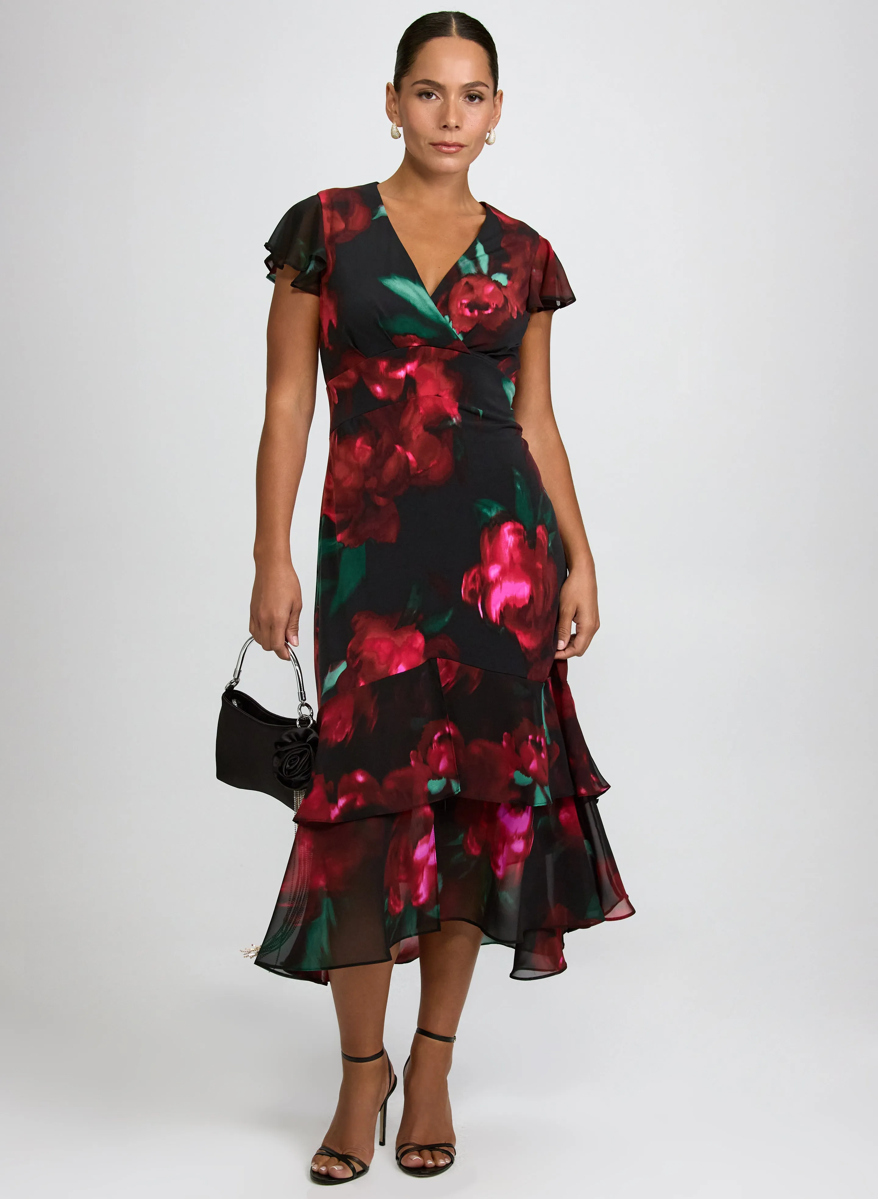 Laura Floral Jersey & Chiffon Dress Laura Floral Jersey & Chiffon Dress - Image 1