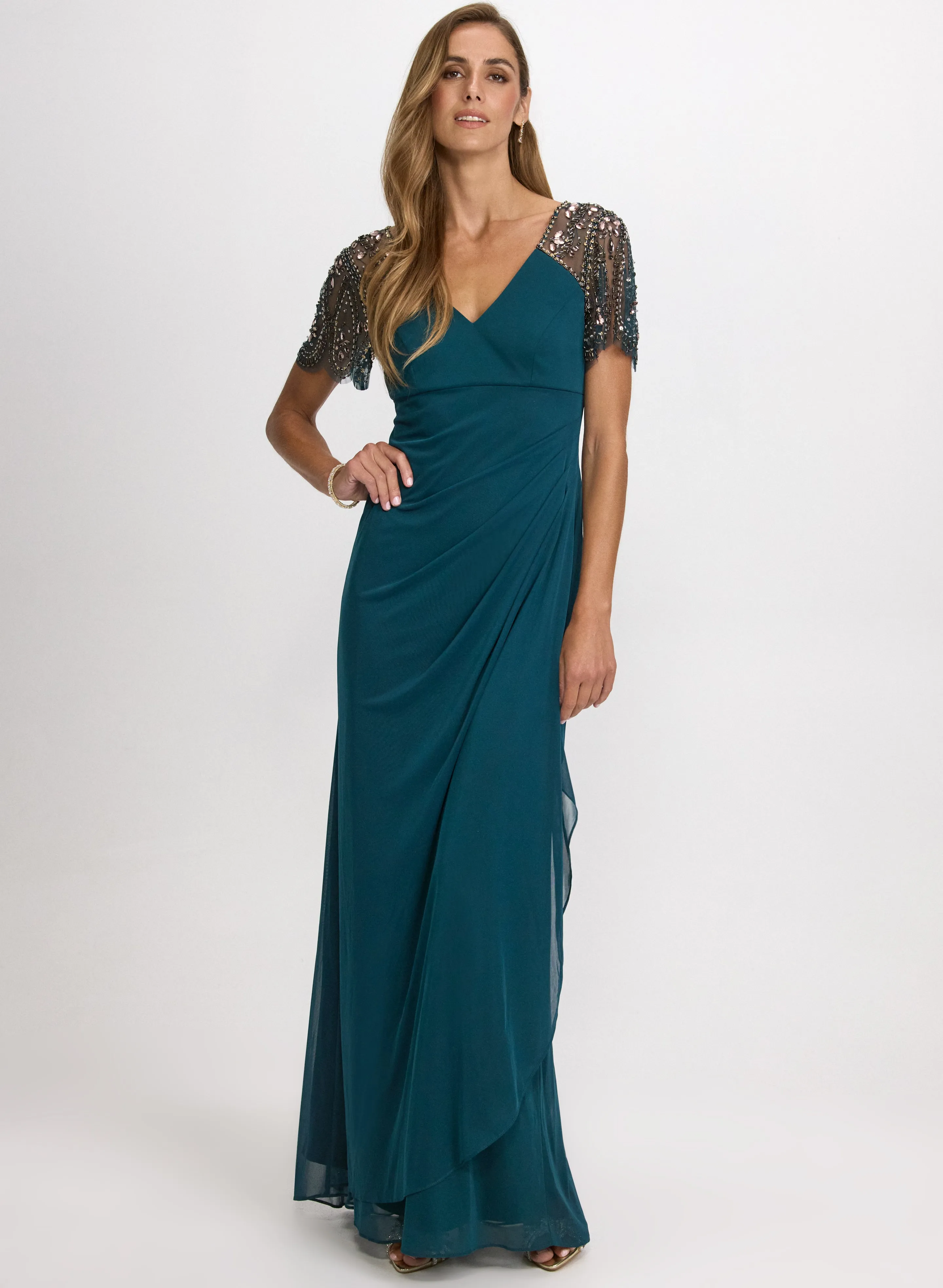 Laura Embellished Mesh Sleeve Dress Laura Embellished Mesh Sleeve Dress - Image 1