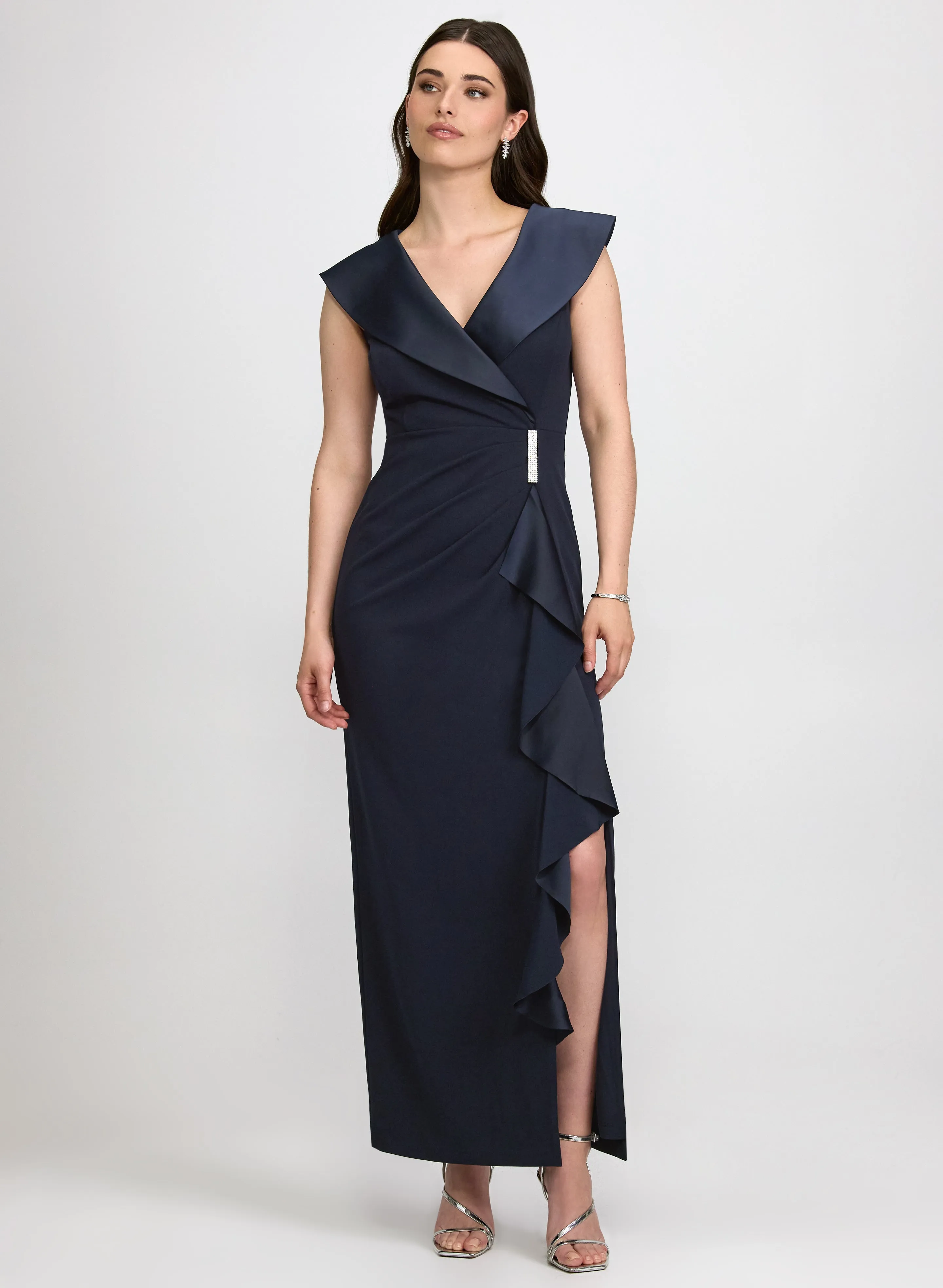 Laura Satin Tuxedo Collar Dress Laura Satin Tuxedo Collar Dress - Image 1