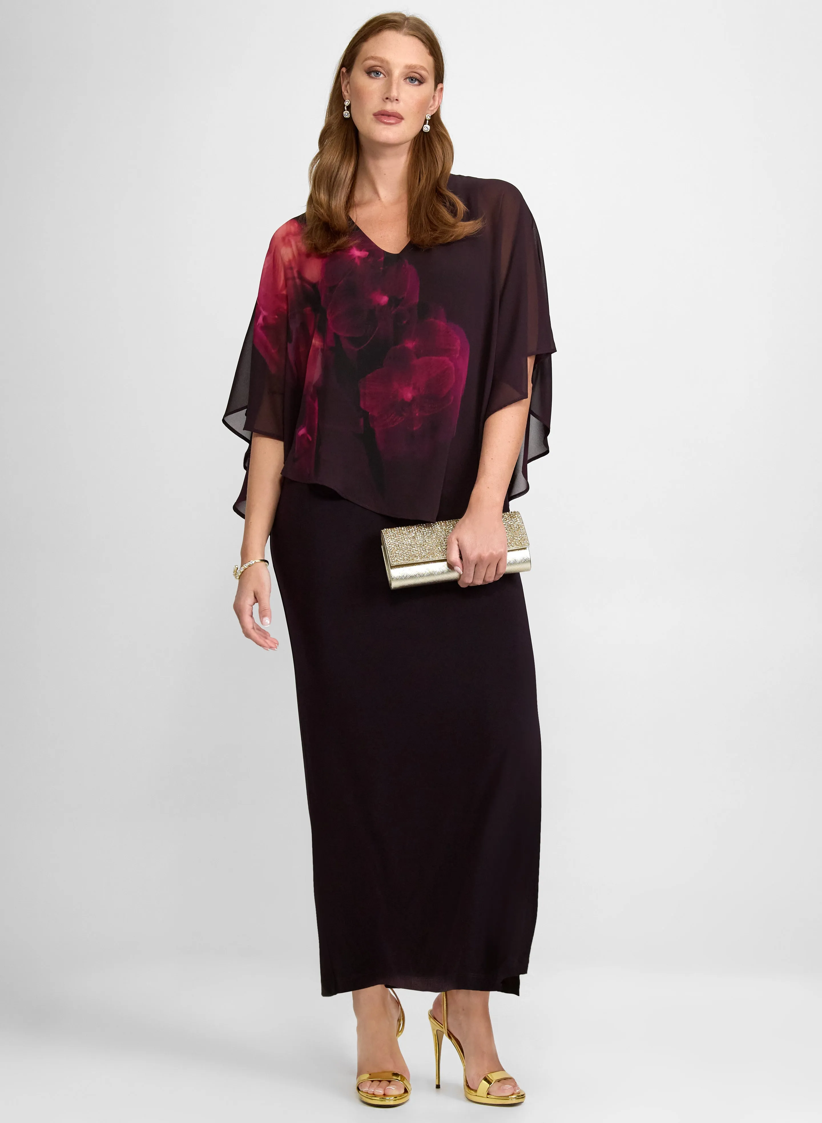Laura Chiffon Poncho & Jersey Dress Laura Chiffon Poncho & Jersey Dress - Image 1