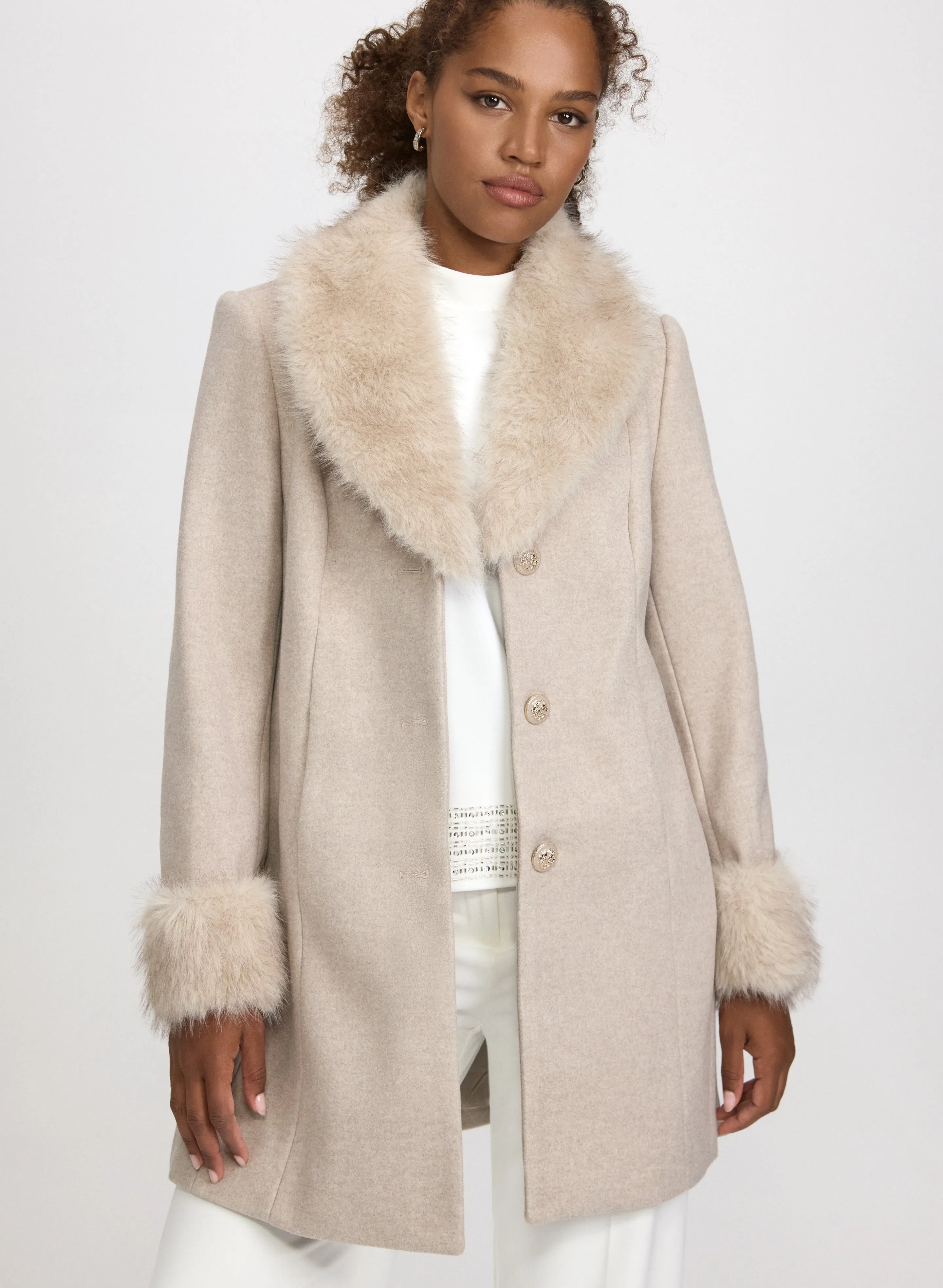 Laura Faux-Fur Detail Coat Laura Faux-Fur Detail Coat - Image 1