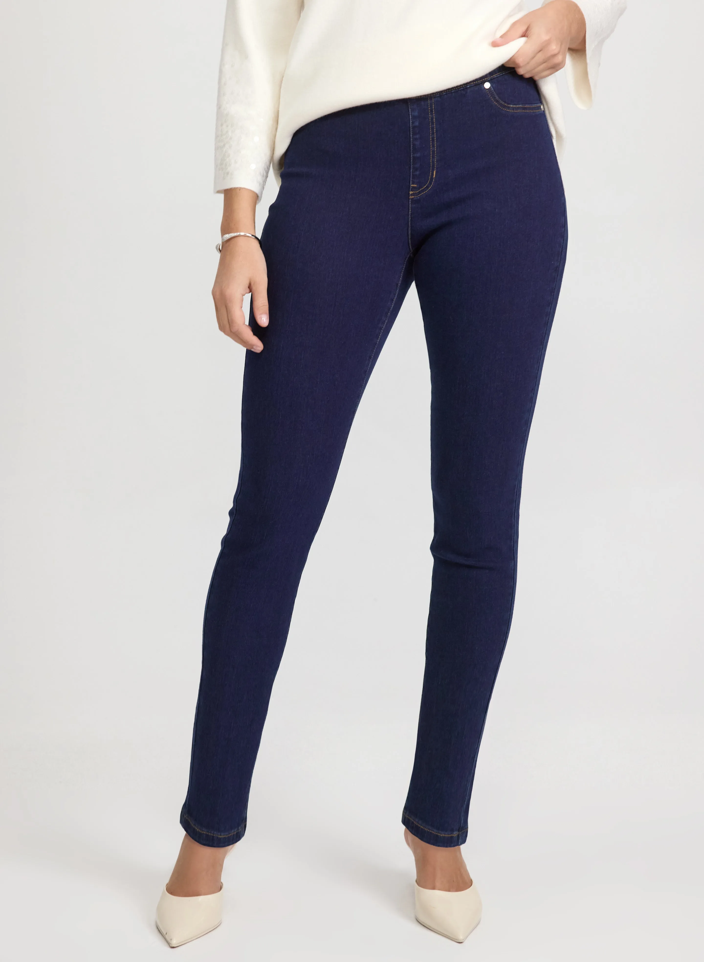 Laura Rhinestone Bow Slim-Leg Jeans Laura Rhinestone Bow Slim-Leg Jeans - Image 1