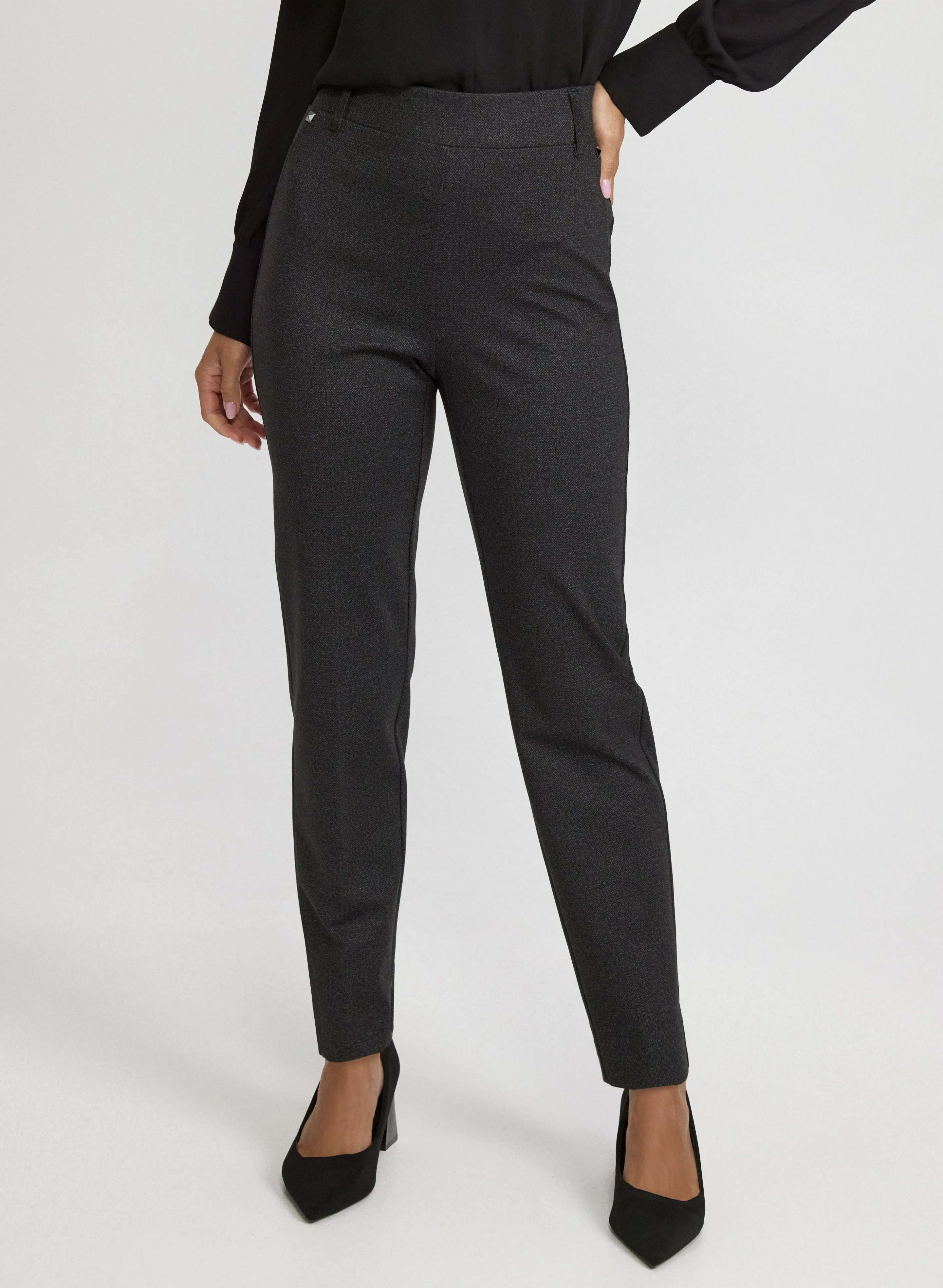 Laura Sofia Herringbone Slim-Leg Pants Laura Sofia Herringbone Slim-Leg Pants - Image 1
