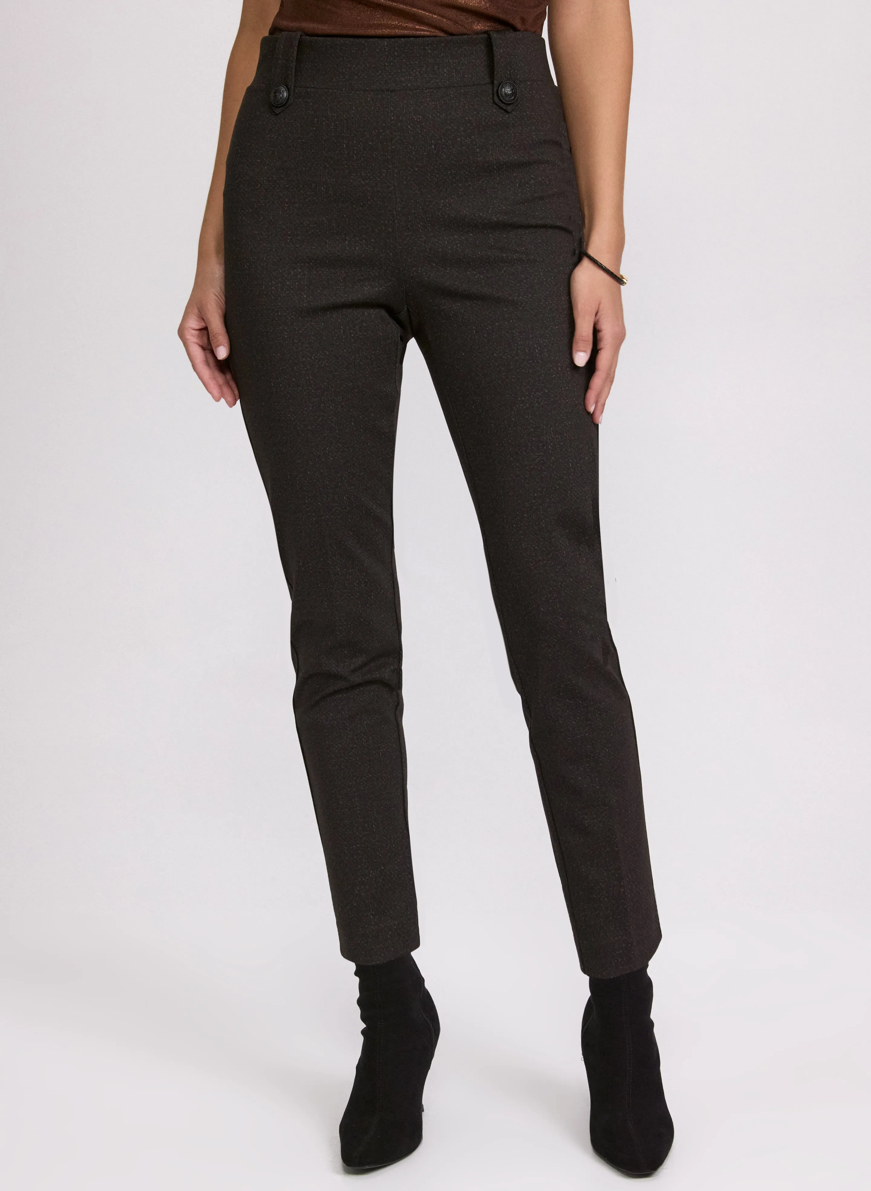 Laura Sofia Tweed Print Slim-Leg Pants Laura Sofia Tweed Print Slim-Leg Pants - Image 1
