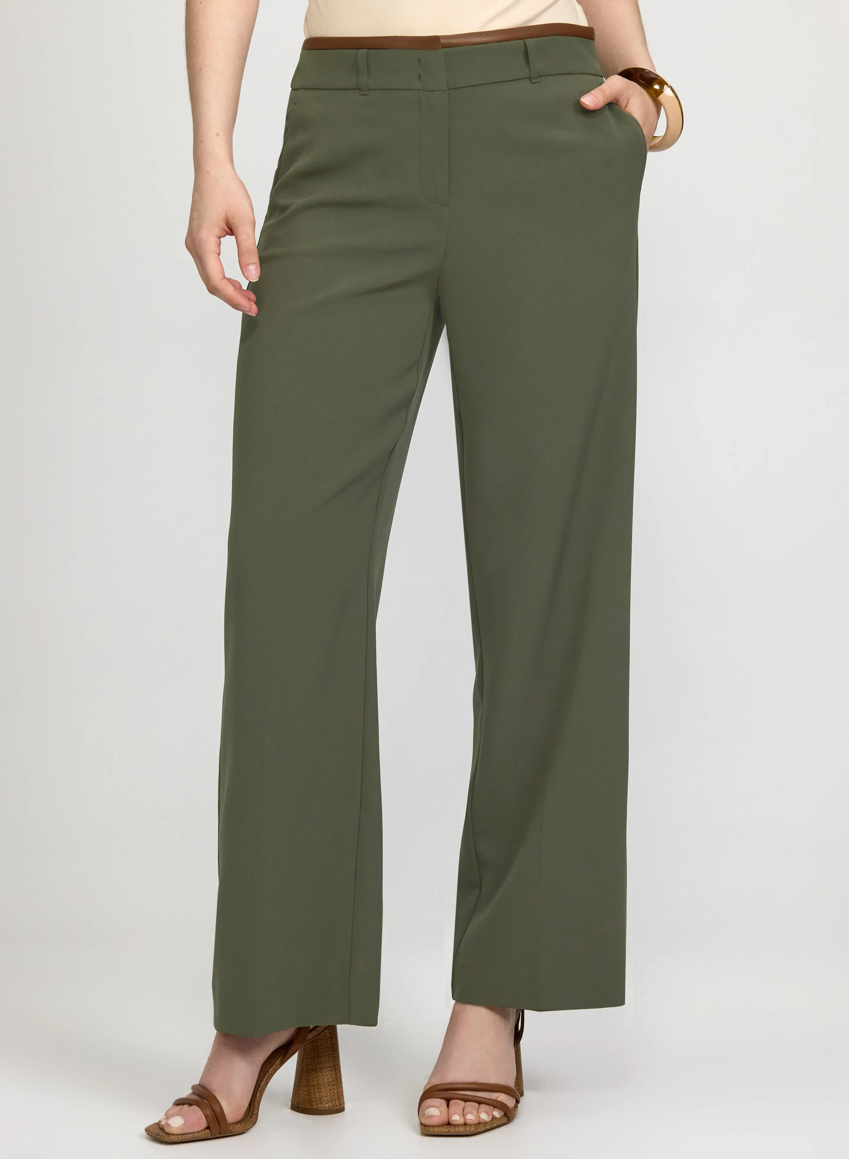 Laura Olivia Twill Wide-Leg Pants Laura Olivia Twill Wide-Leg Pants - Image 1