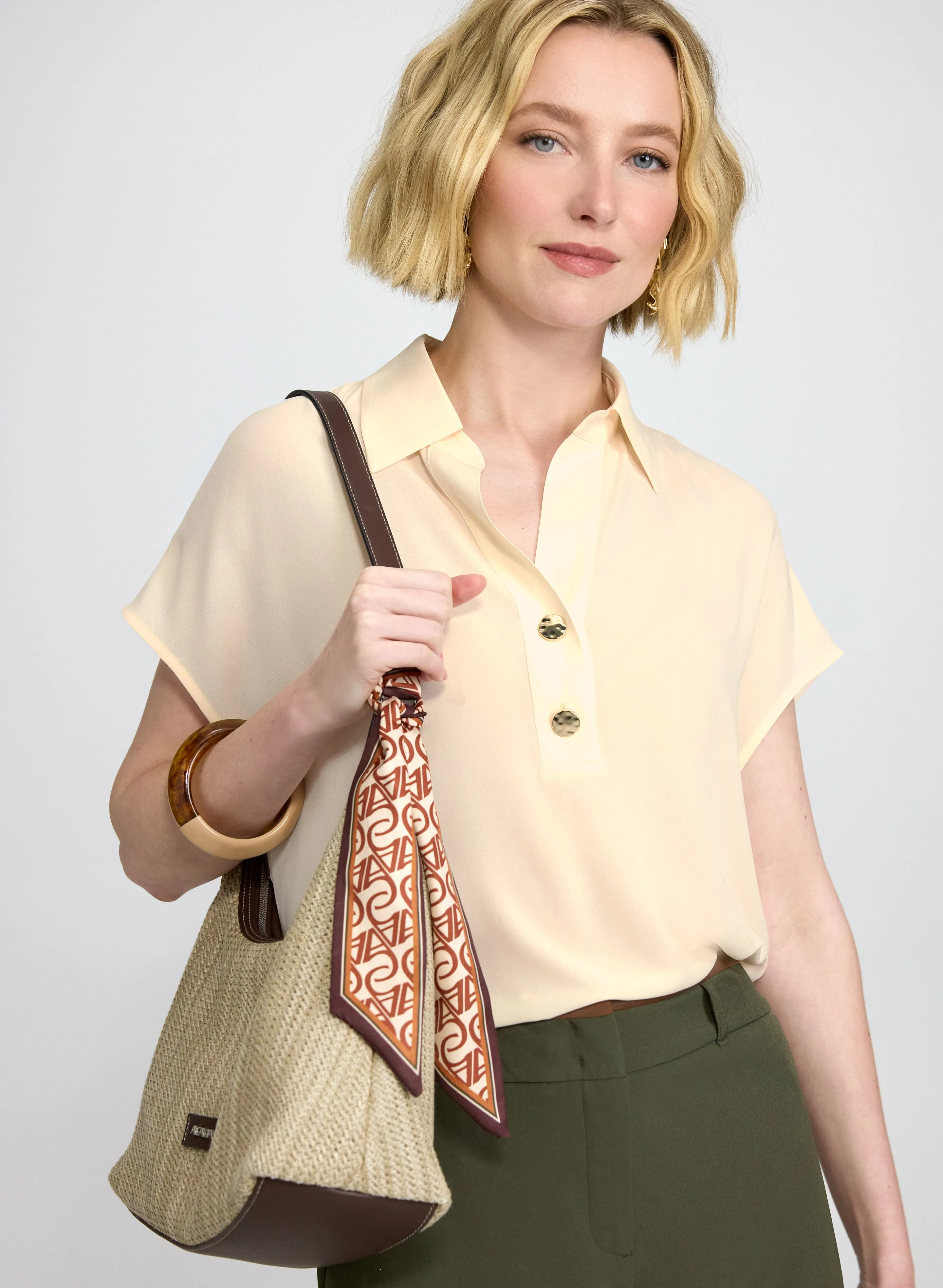 Laura Crepe Polo Blouse Laura Crepe Polo Blouse - Image 1