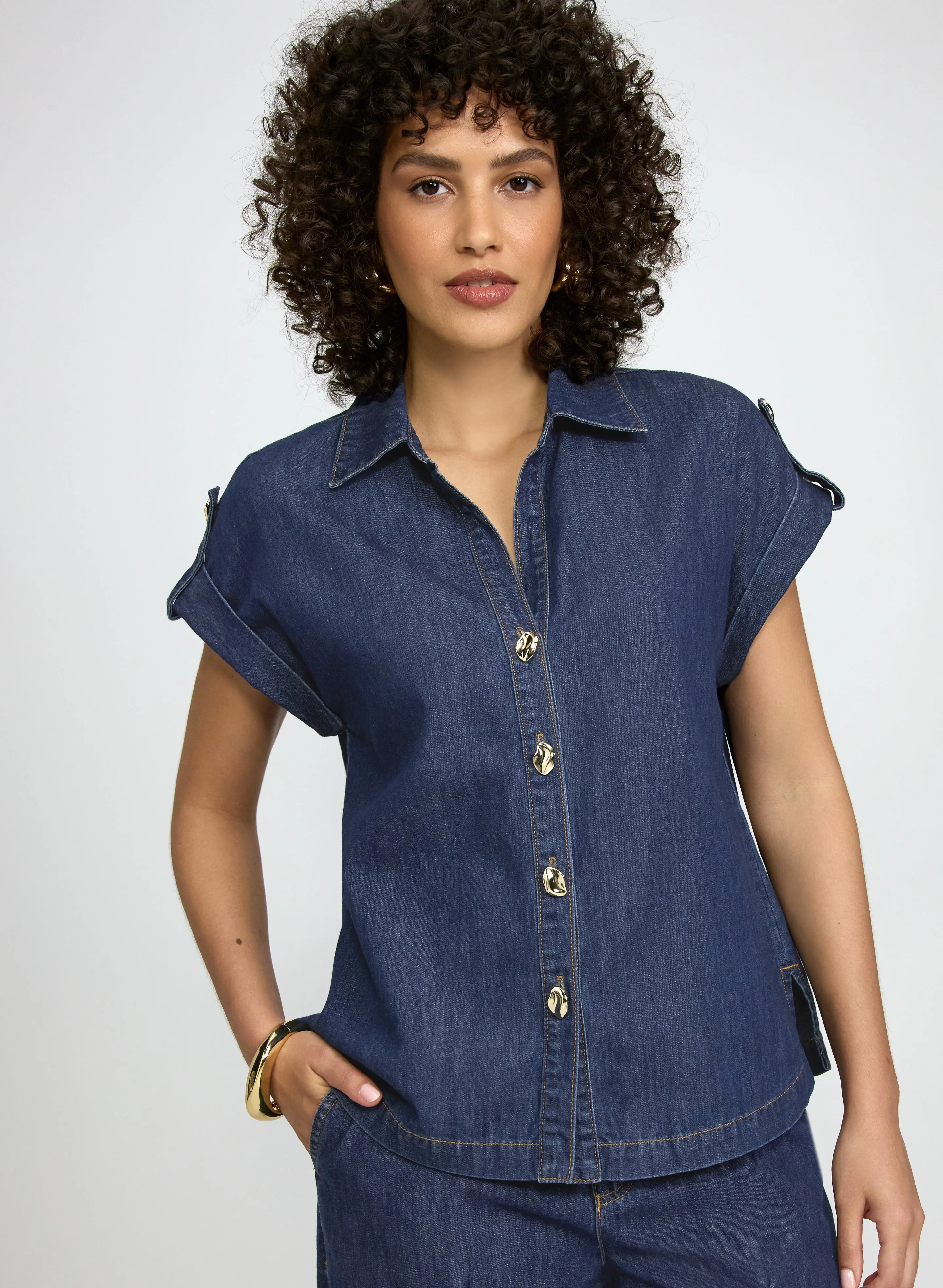 Laura Denim Button-Down Blouse Laura Denim Button-Down Blouse - Image 1