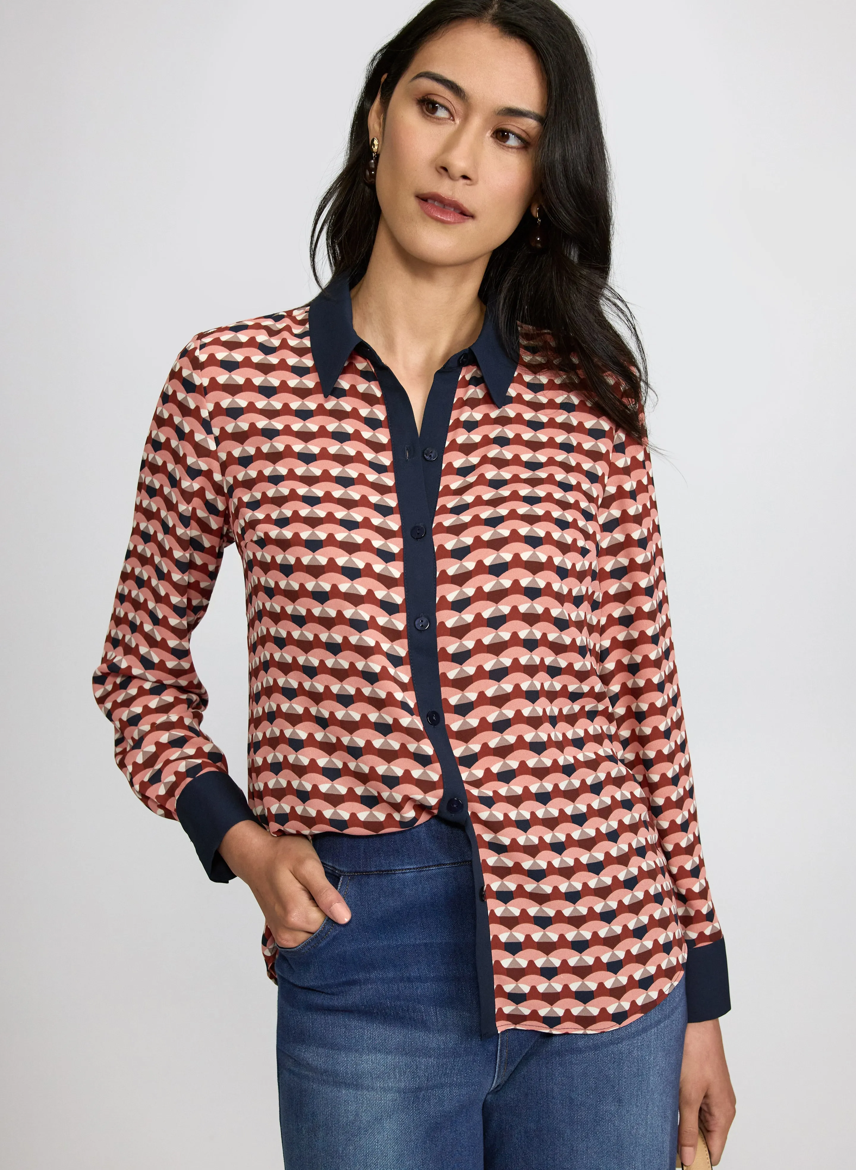Laura Geometric Crepe Blouse Laura Geometric Crepe Blouse - Image 1