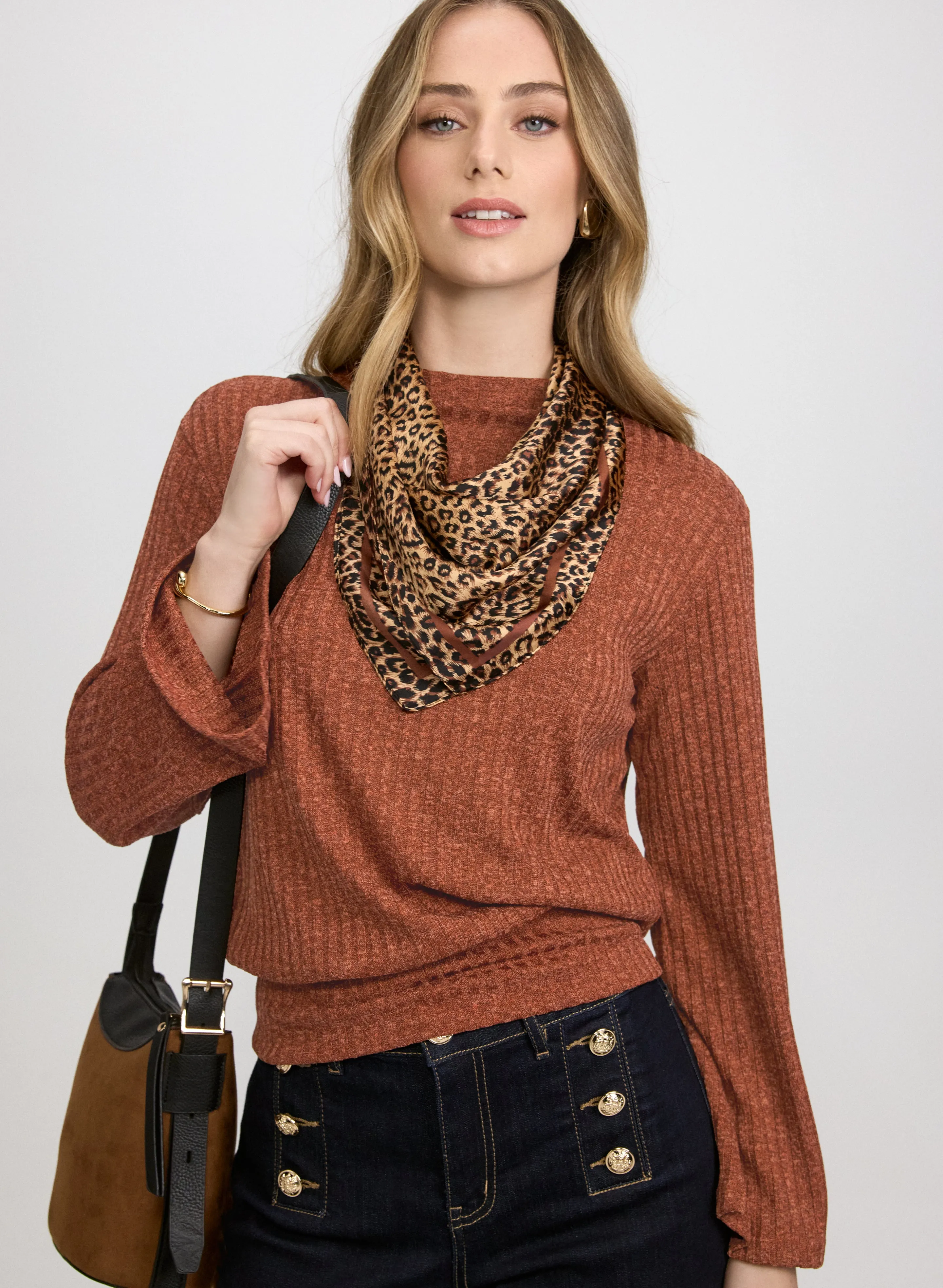 Laura Melange Knit Funnel Neck Top Laura Melange Knit Funnel Neck Top - Image 1