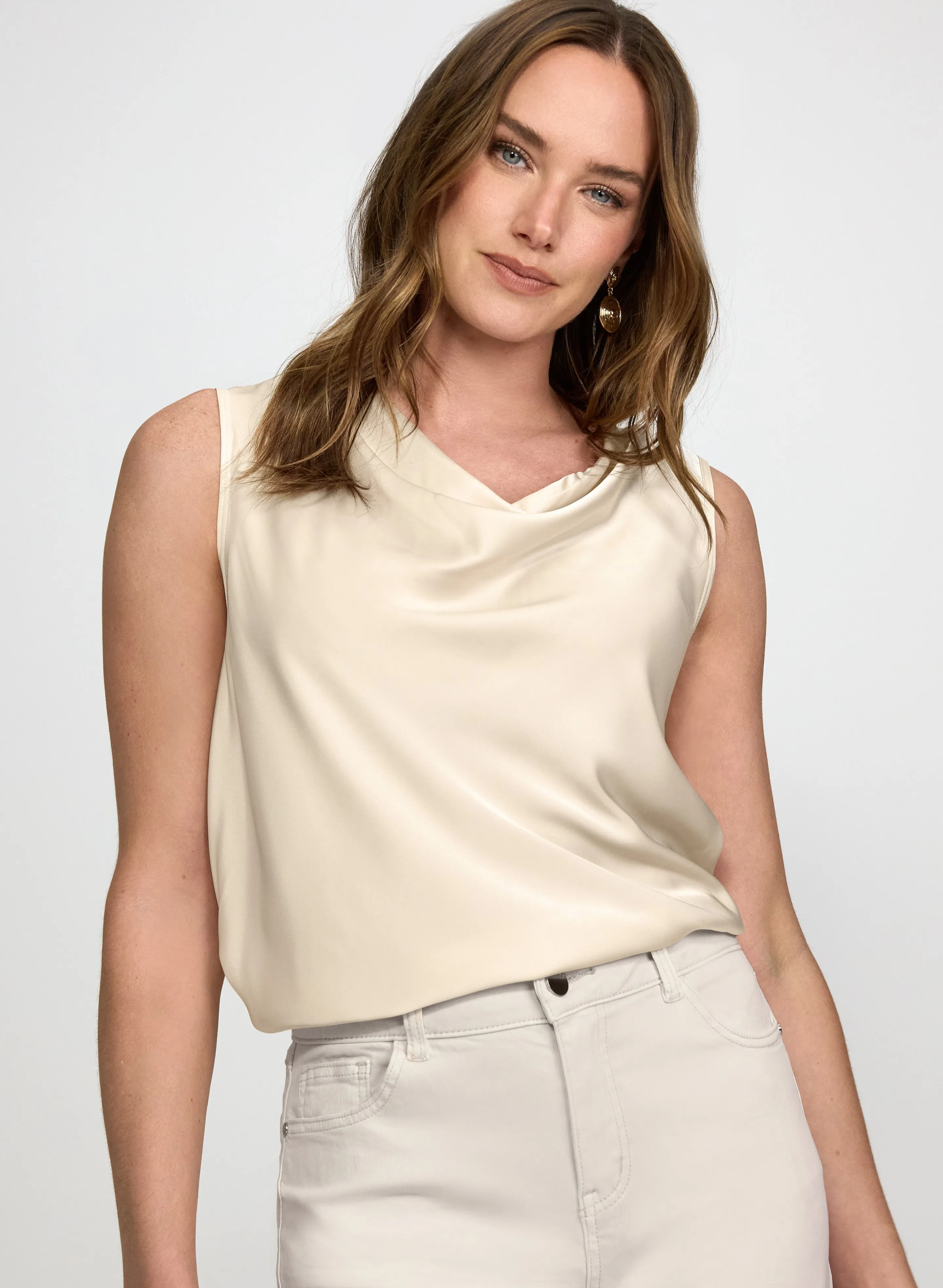 Laura Satin Cowl Neck Sleeveless Top Laura Satin Cowl Neck Sleeveless Top - Image 1