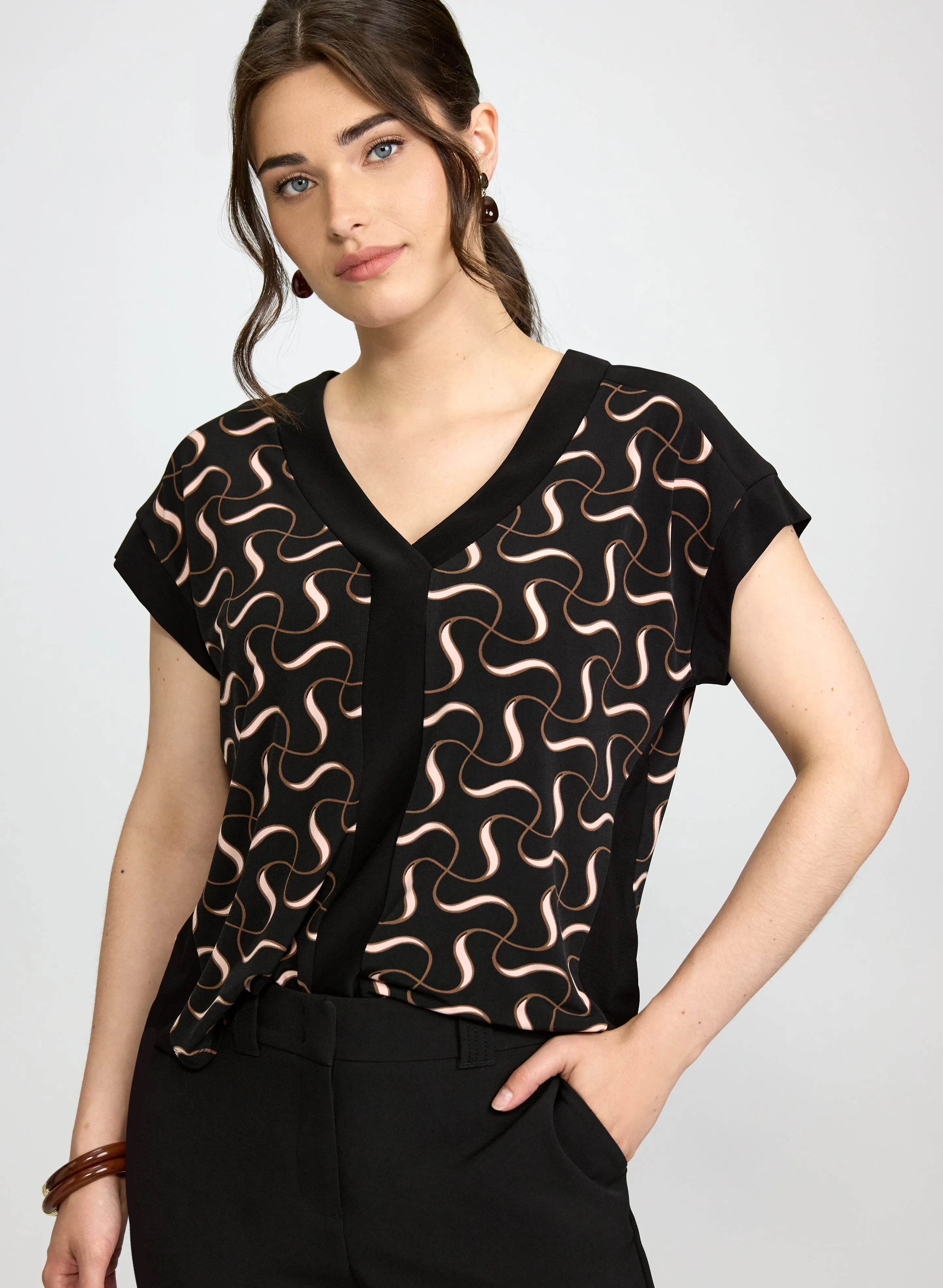 Laura Swirl Print V-Neck Top Laura Swirl Print V-Neck Top - Image 1