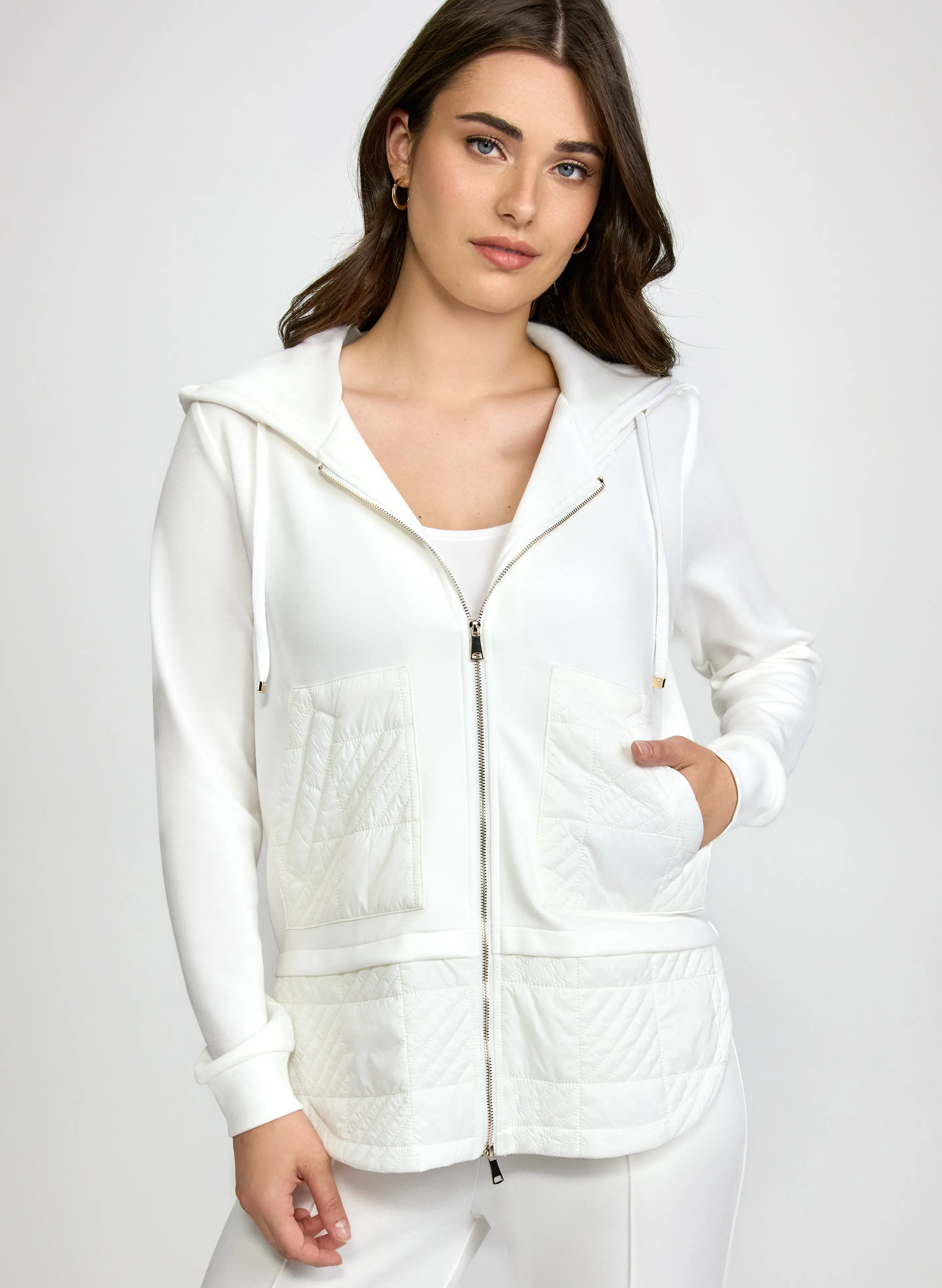Laura Quilted & Scuba Zip-Up Hoodie Laura Quilted & Scuba Zip-Up Hoodie - Image 1