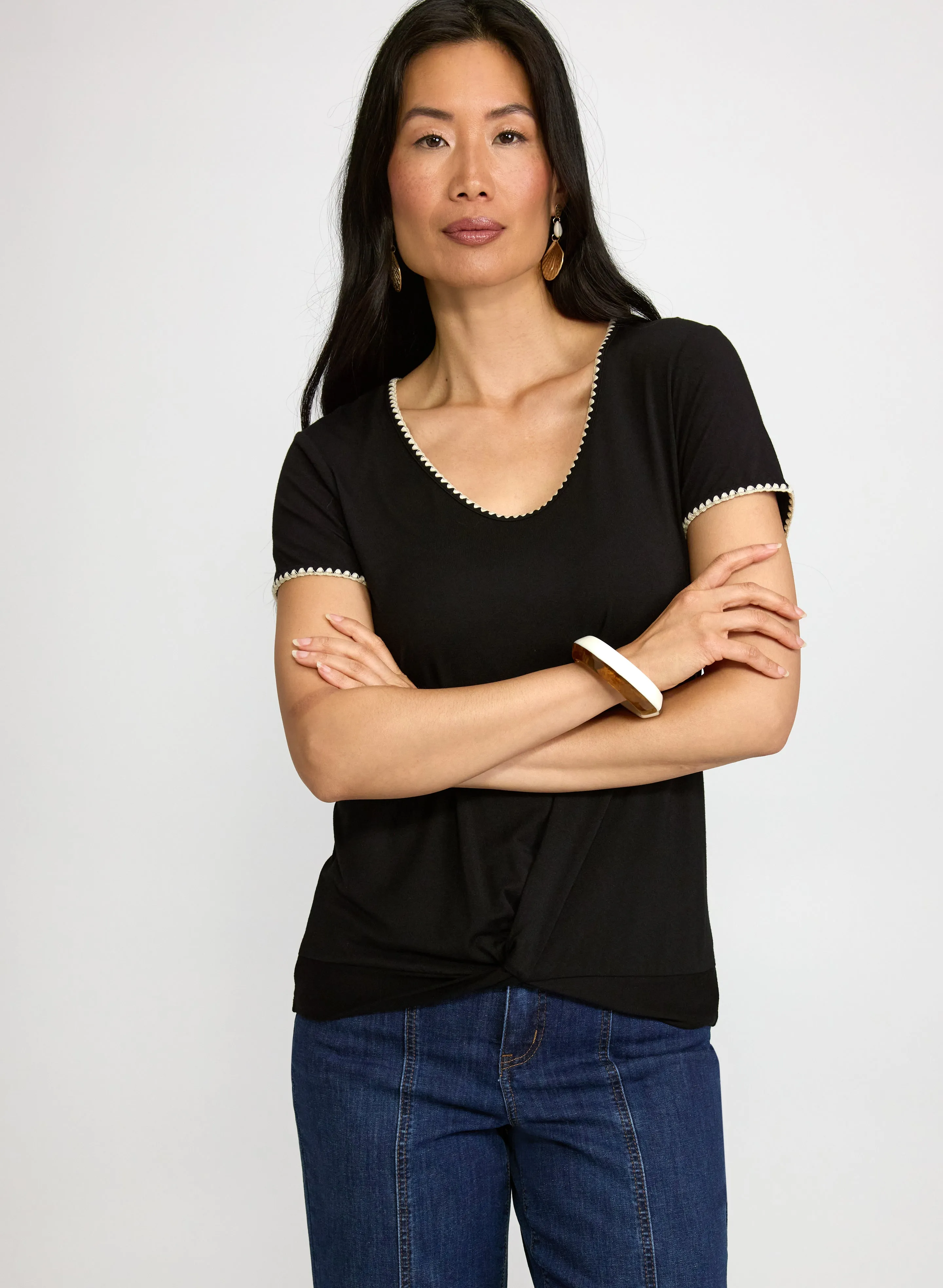 Laura Stitch Trim Scoop Neck T-Shirt Laura Stitch Trim Scoop Neck T-Shirt - Image 1