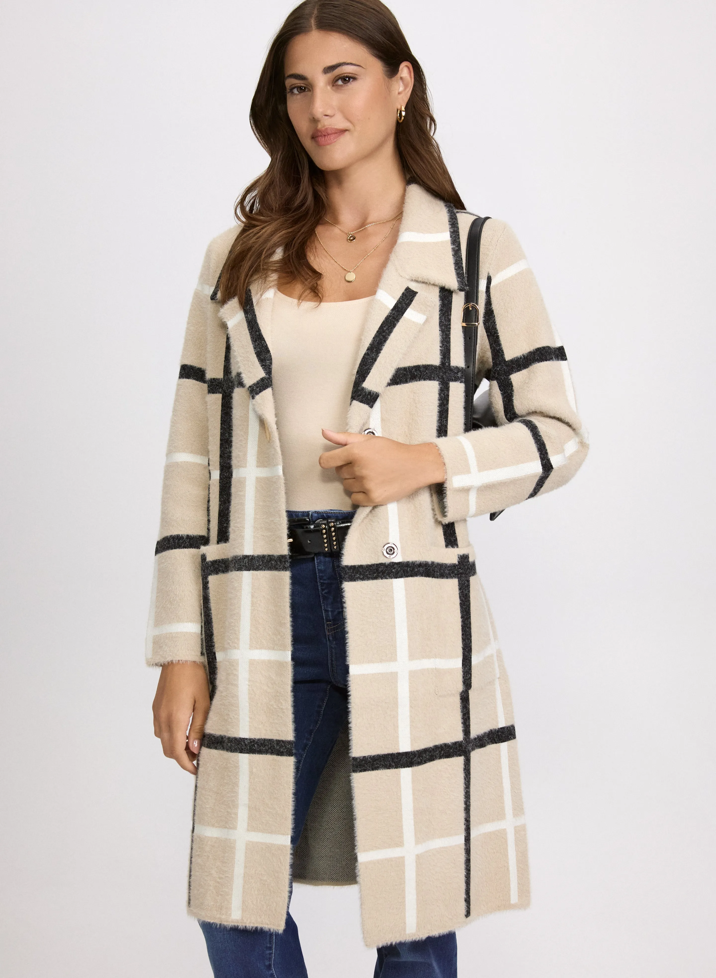 Laura Plaid Knit Cardigan Laura Plaid Knit Cardigan - Image 1
