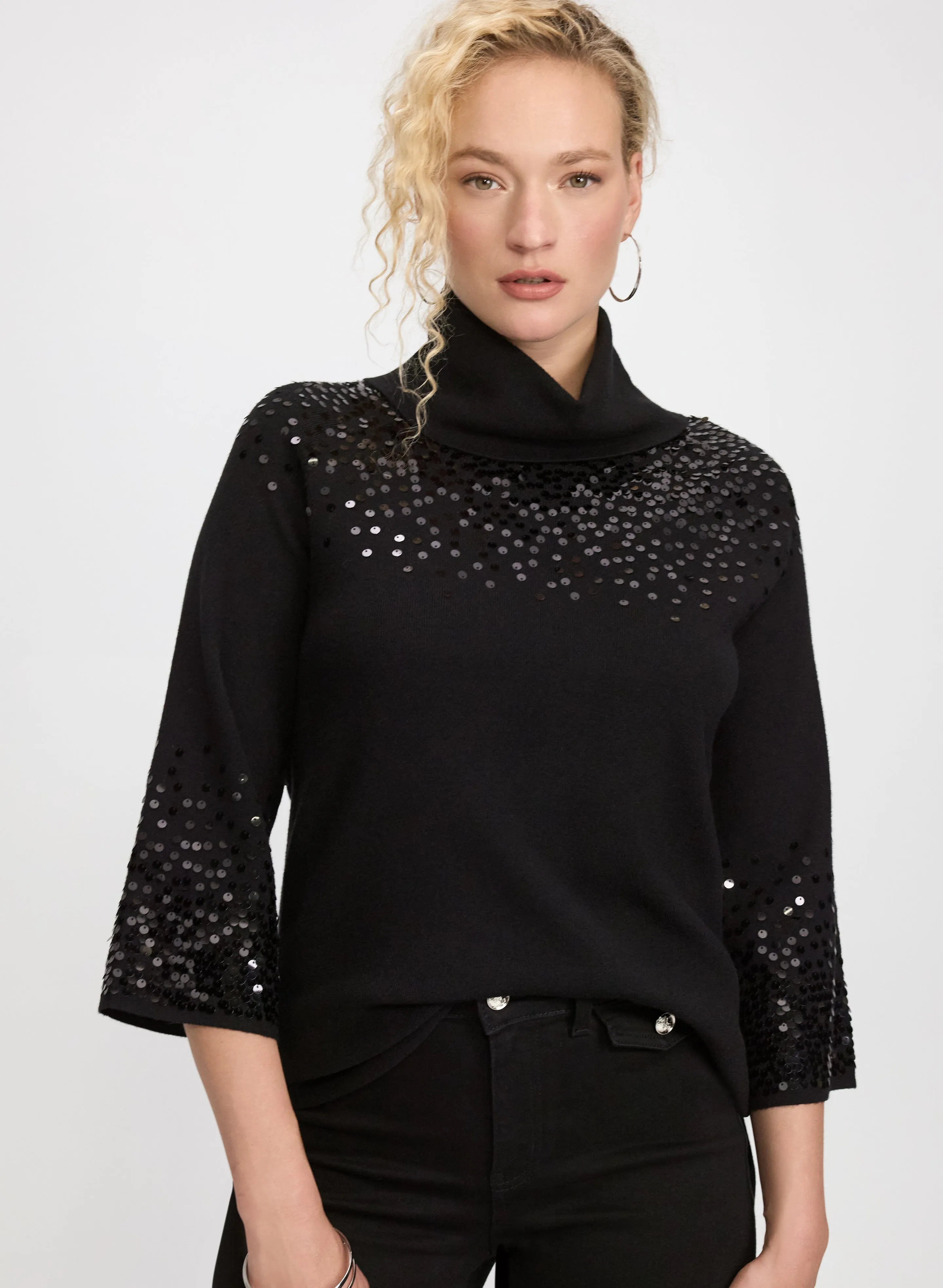 Laura Sequined Cowl Neck Sweater Laura Sequined Cowl Neck Sweater - Image 1