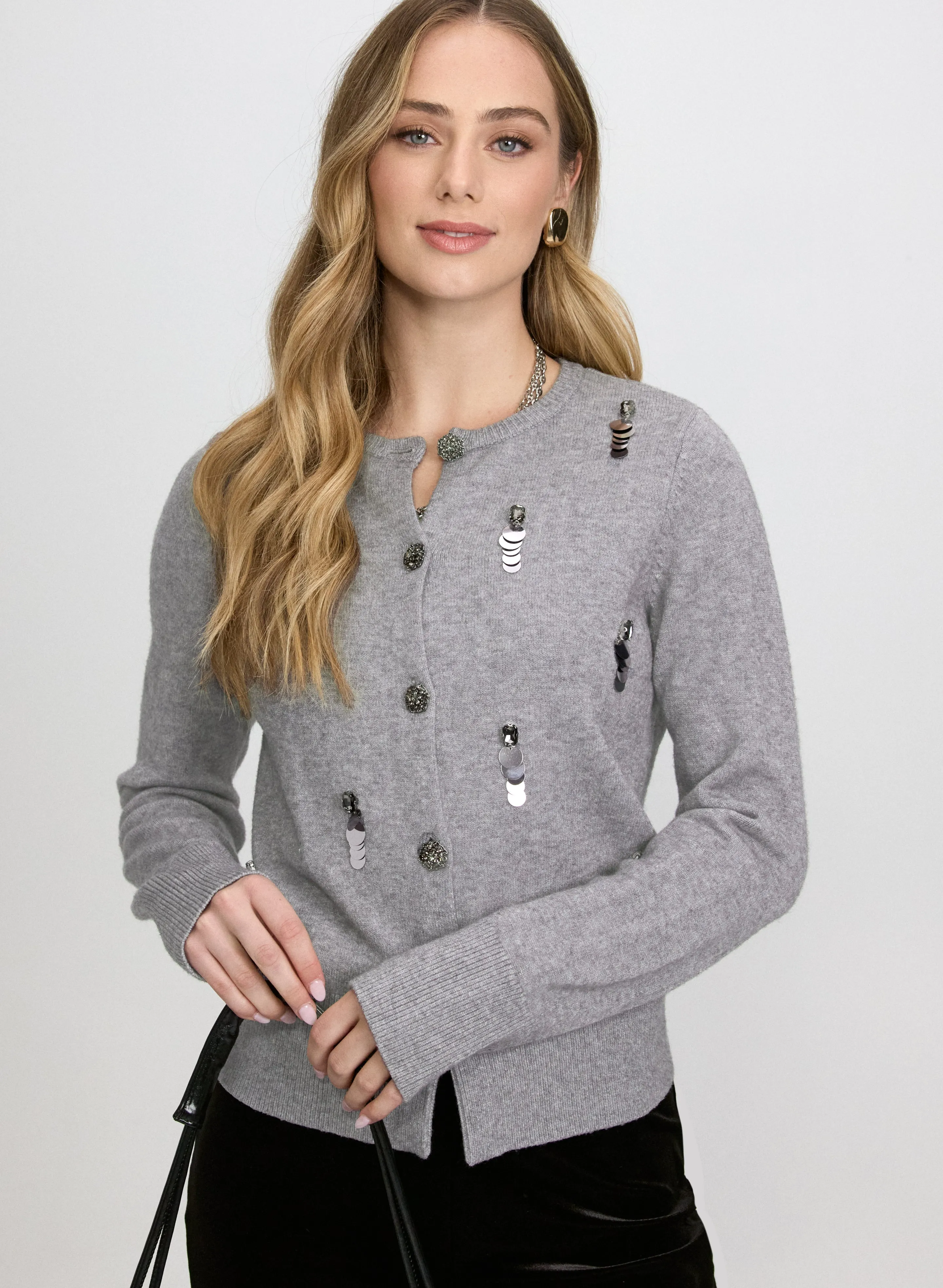 Laura Embellished Jeweled Button Cardigan Laura Embellished Jeweled Button Cardigan - Image 1