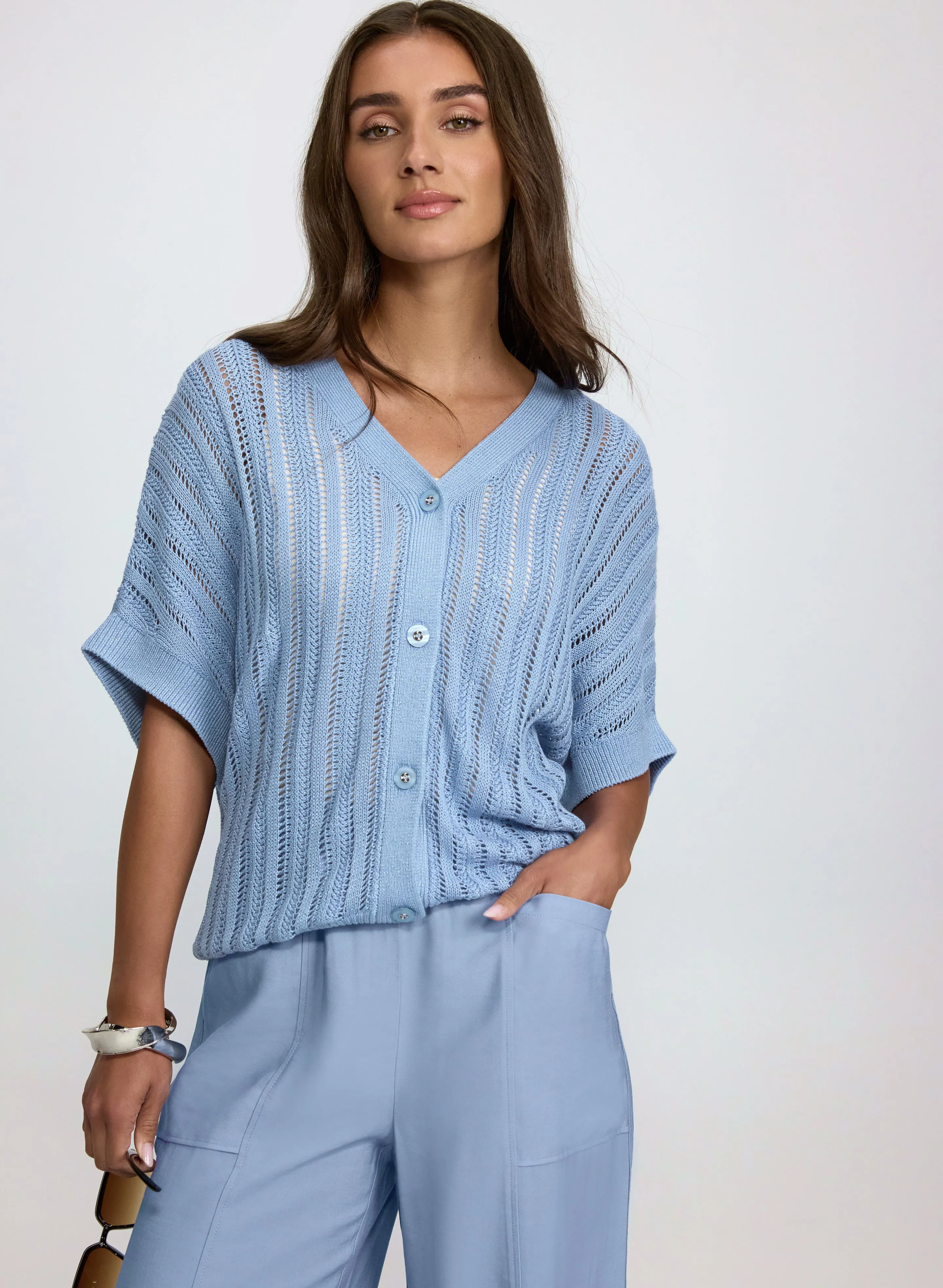 Laura Lurex Short Sleeve Cardigan Laura Lurex Short Sleeve Cardigan - Image 1
