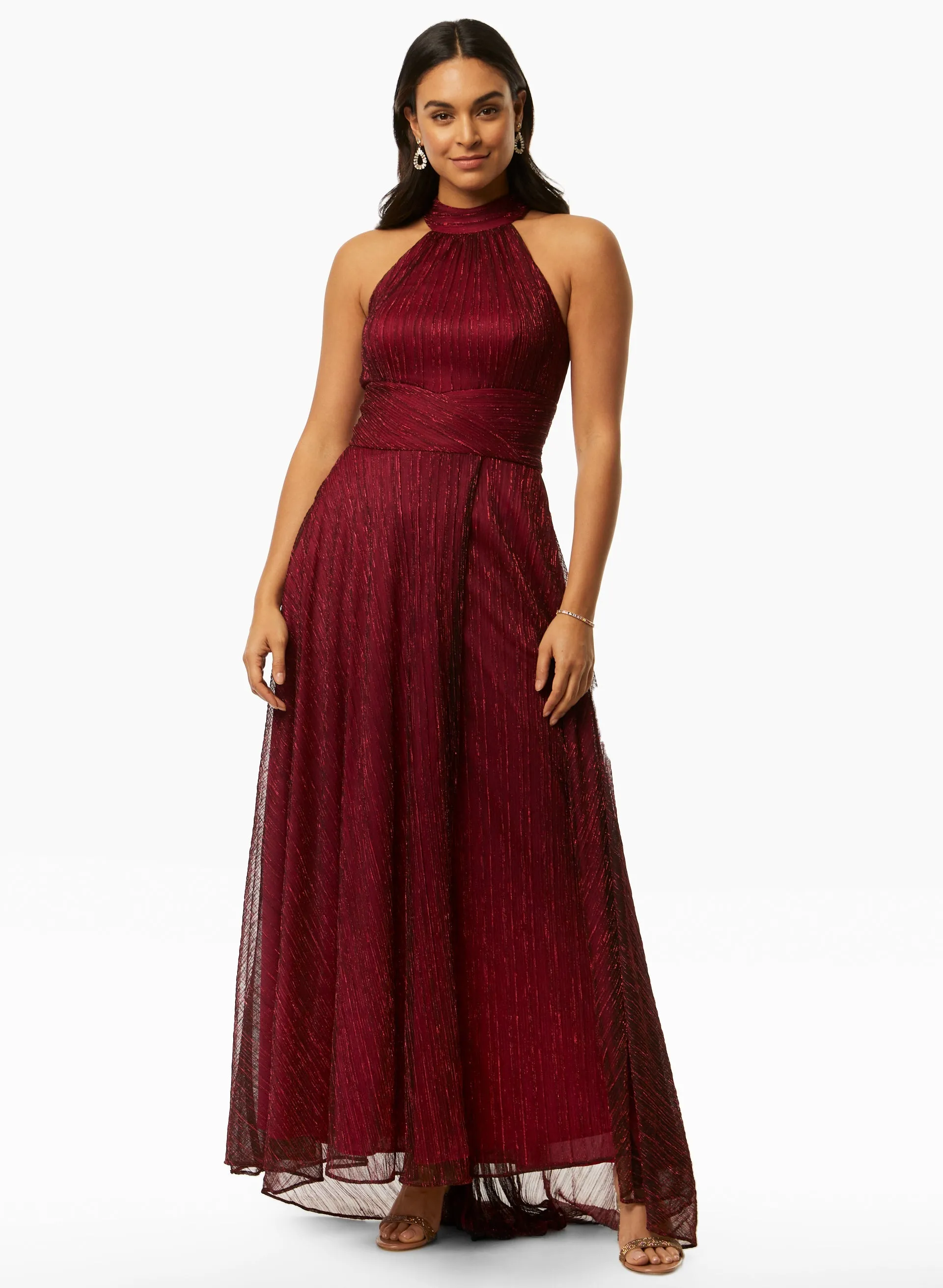 Laura Metallic Crinkle Halter Dress Laura Metallic Crinkle Halter Dress - Image 1